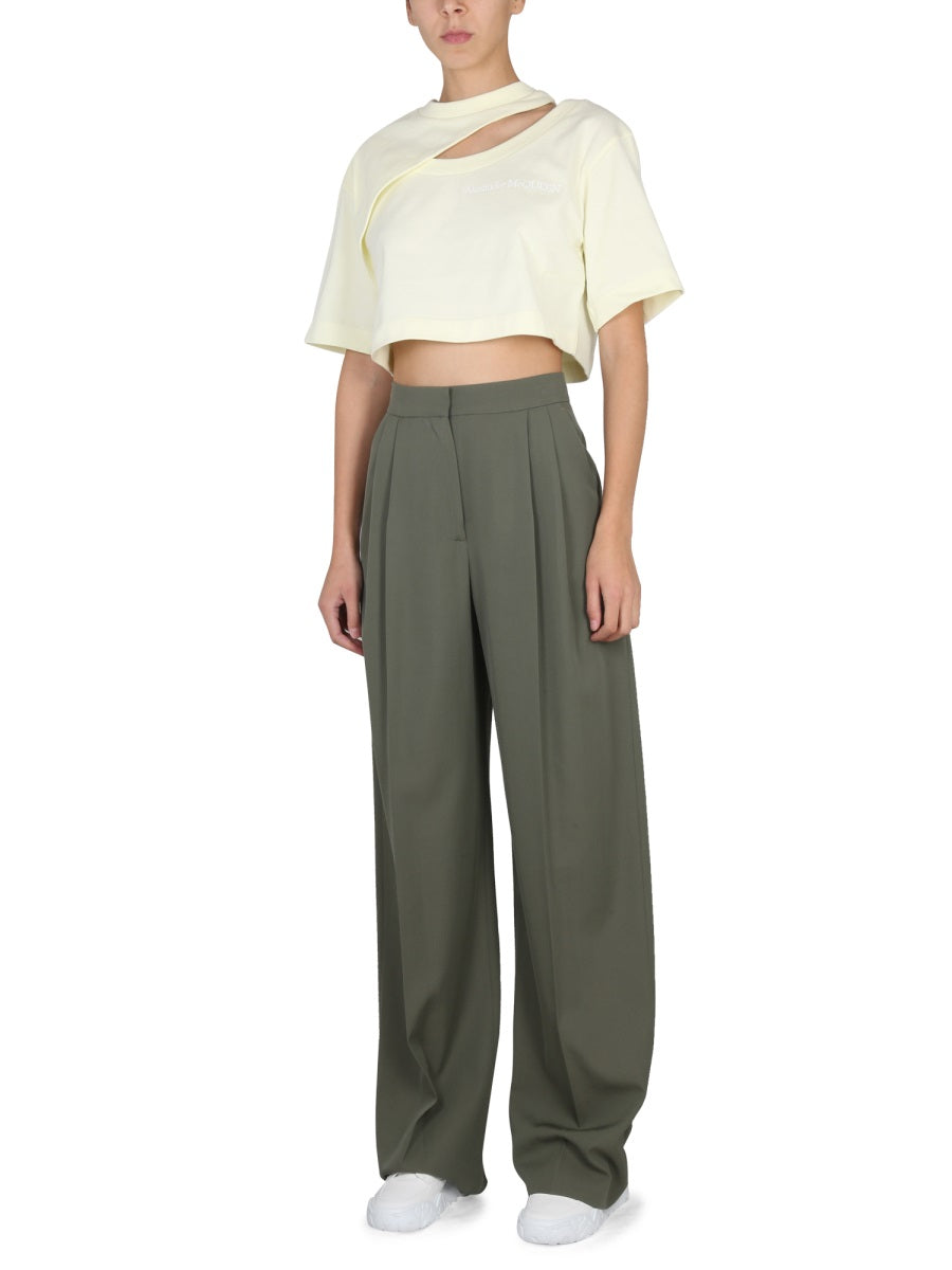 ALEXANDER MCQUEEN Wide Leg Pants for Women - SS23 Collection