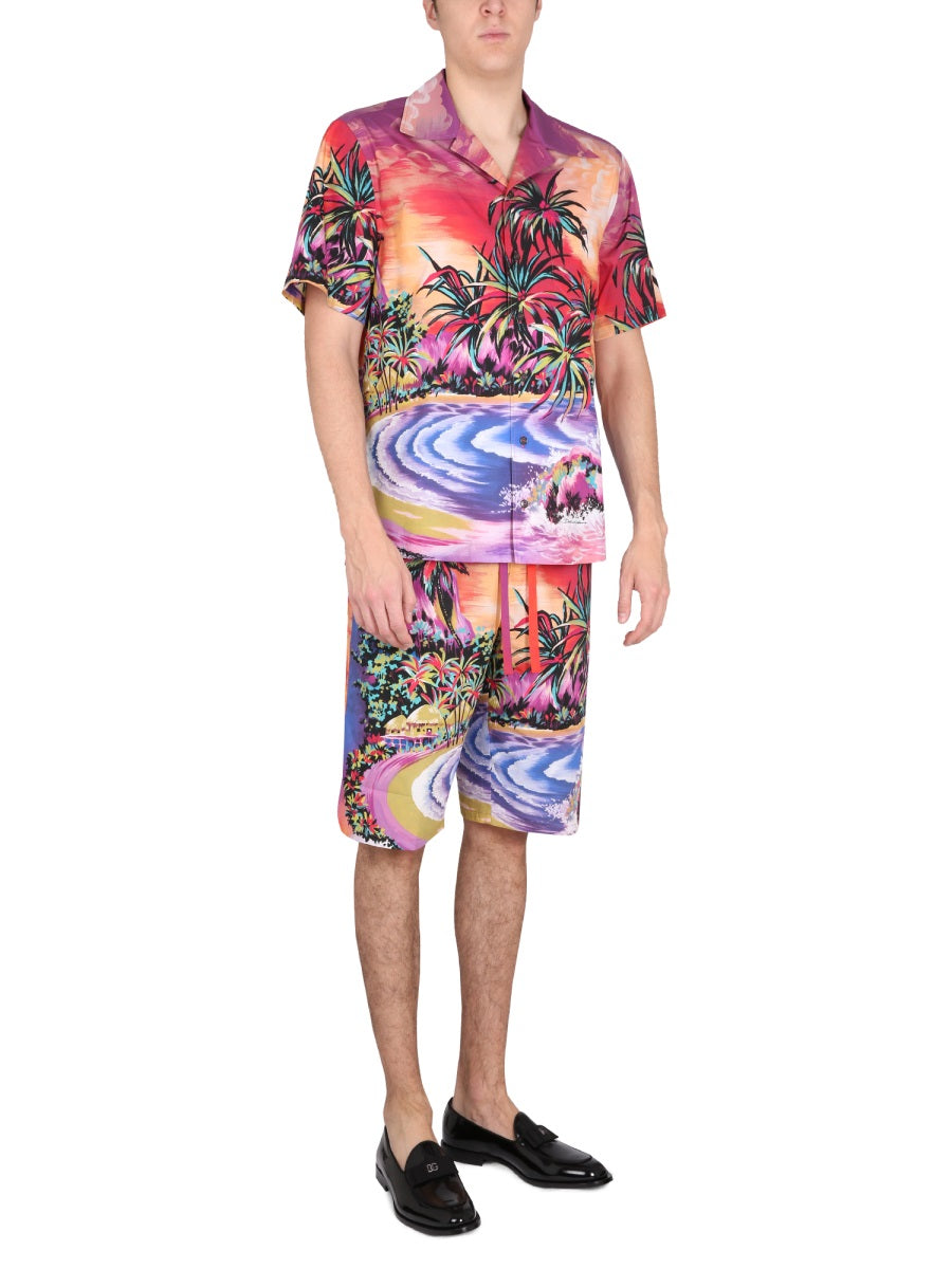 DOLCE & GABBANA Mini Bermuda Shorts with Hawaii Print
