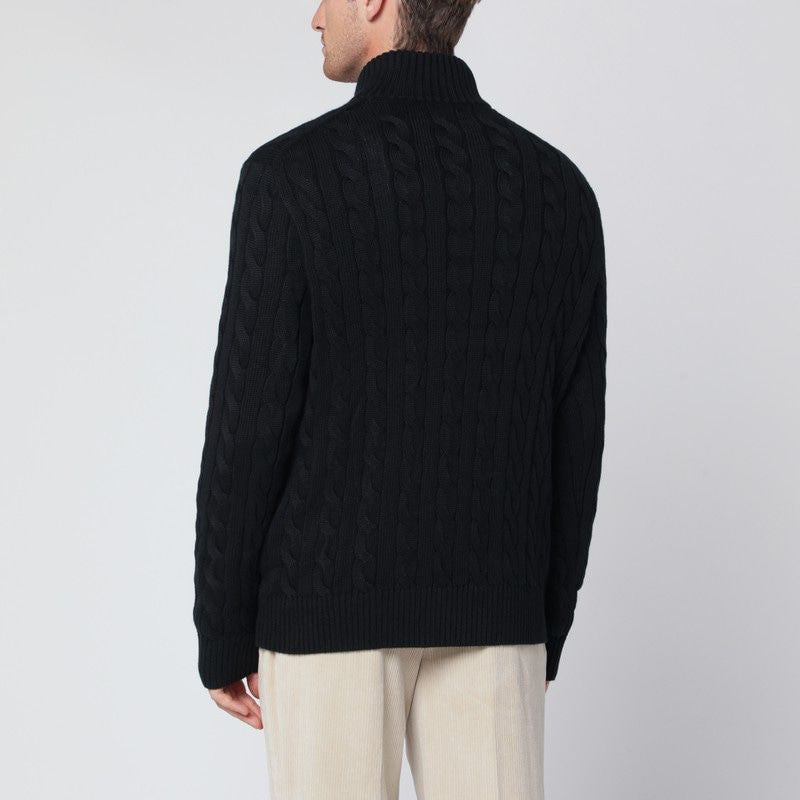POLO RALPH LAUREN Men's Cableknit Sweater with Half-Zip Front