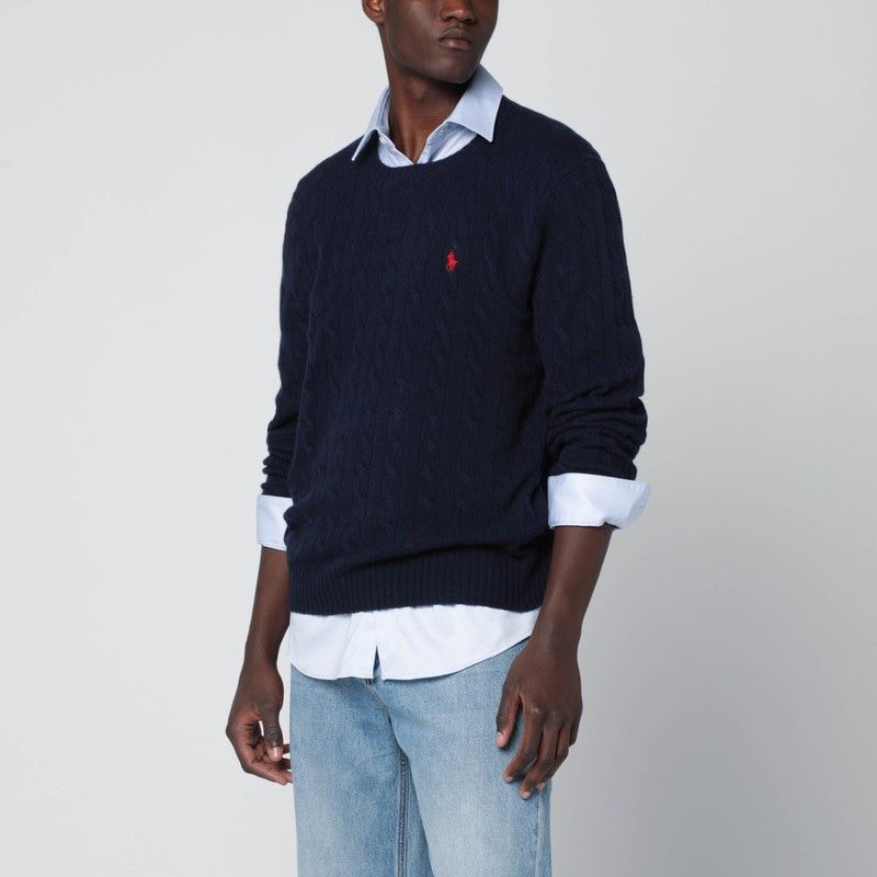 POLO RALPH LAUREN Cable Knit Jumper in Wool and Cashmere - Crew Neck, Long Sleeves