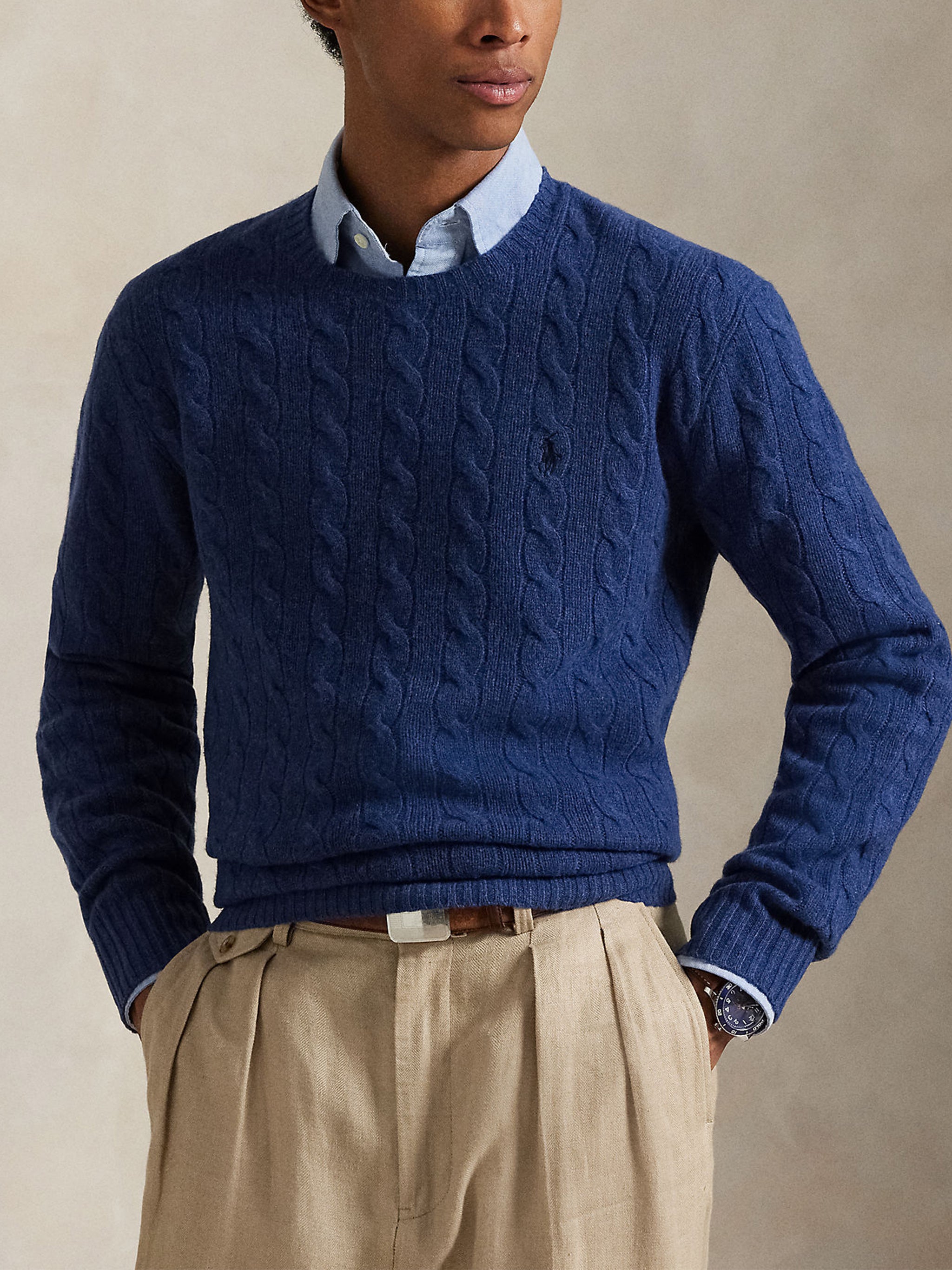 POLO RALPH LAUREN Men's Cable-Knit Wool-Cashmere Jumper