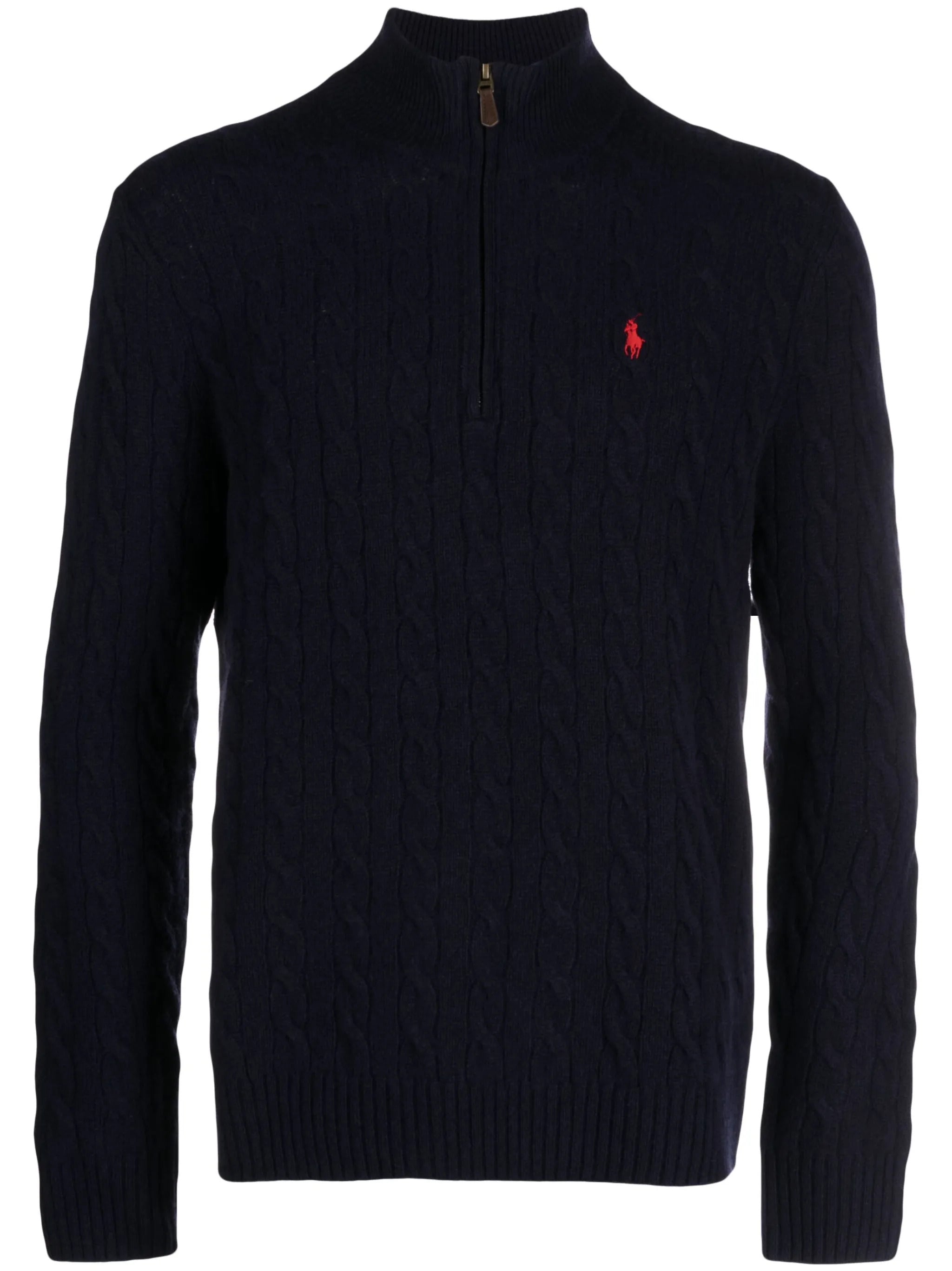 POLO RALPH LAUREN High-Neck Wool and Cashmere Sweater with Cable Knit Pattern