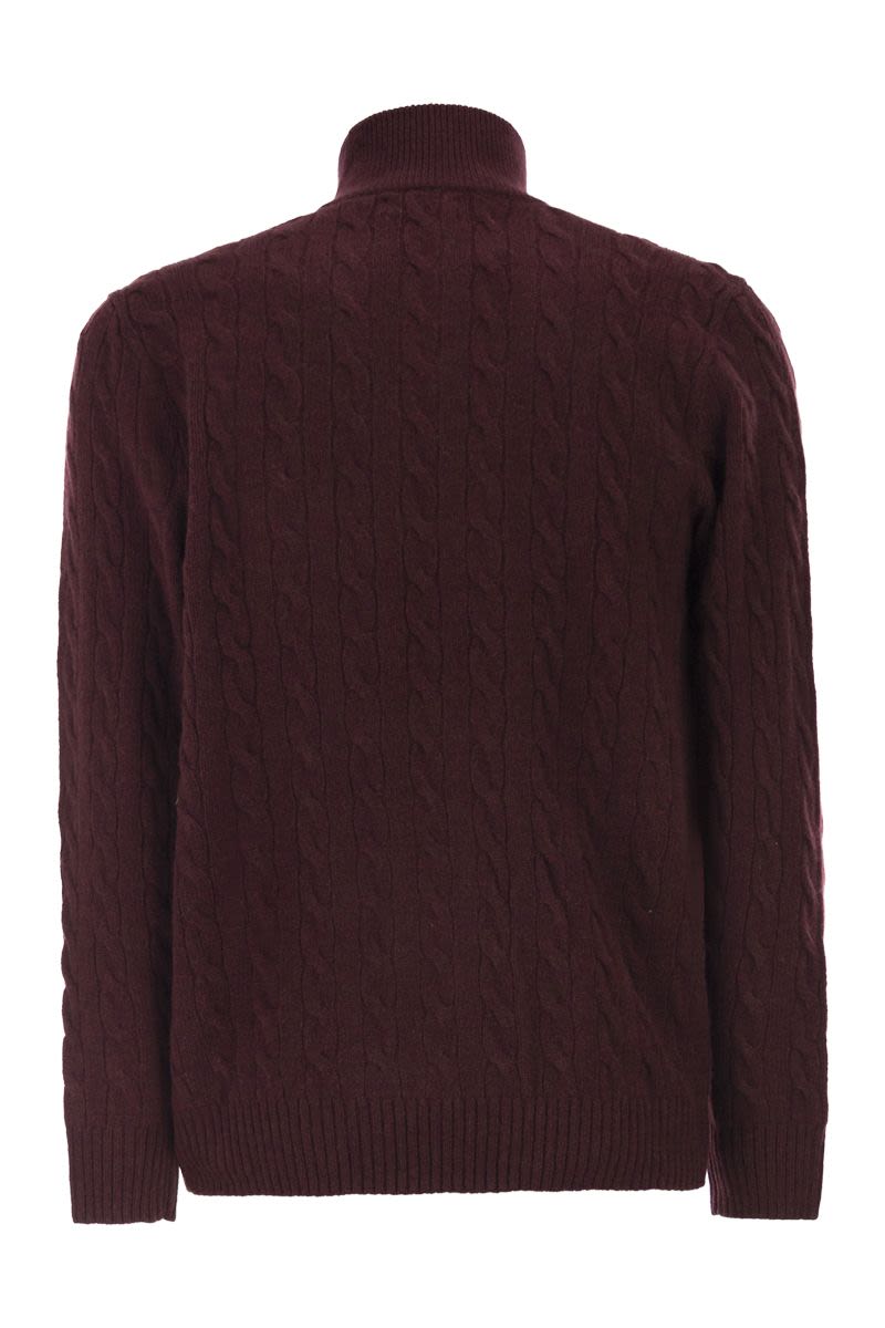 POLO RALPH LAUREN Men's Wool and Cashmere Cable Knit Quarter-Zip Sweater