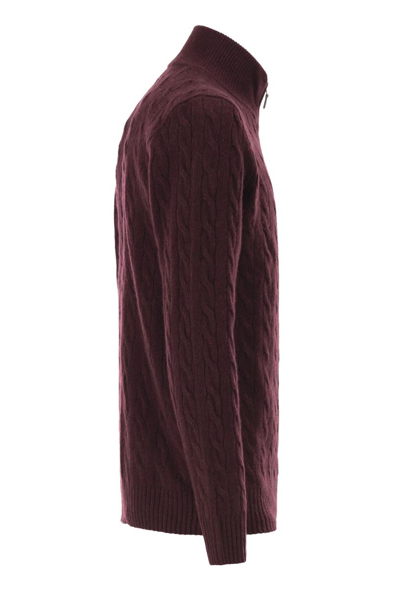 POLO RALPH LAUREN Men's Wool and Cashmere Cable Knit Quarter-Zip Sweater