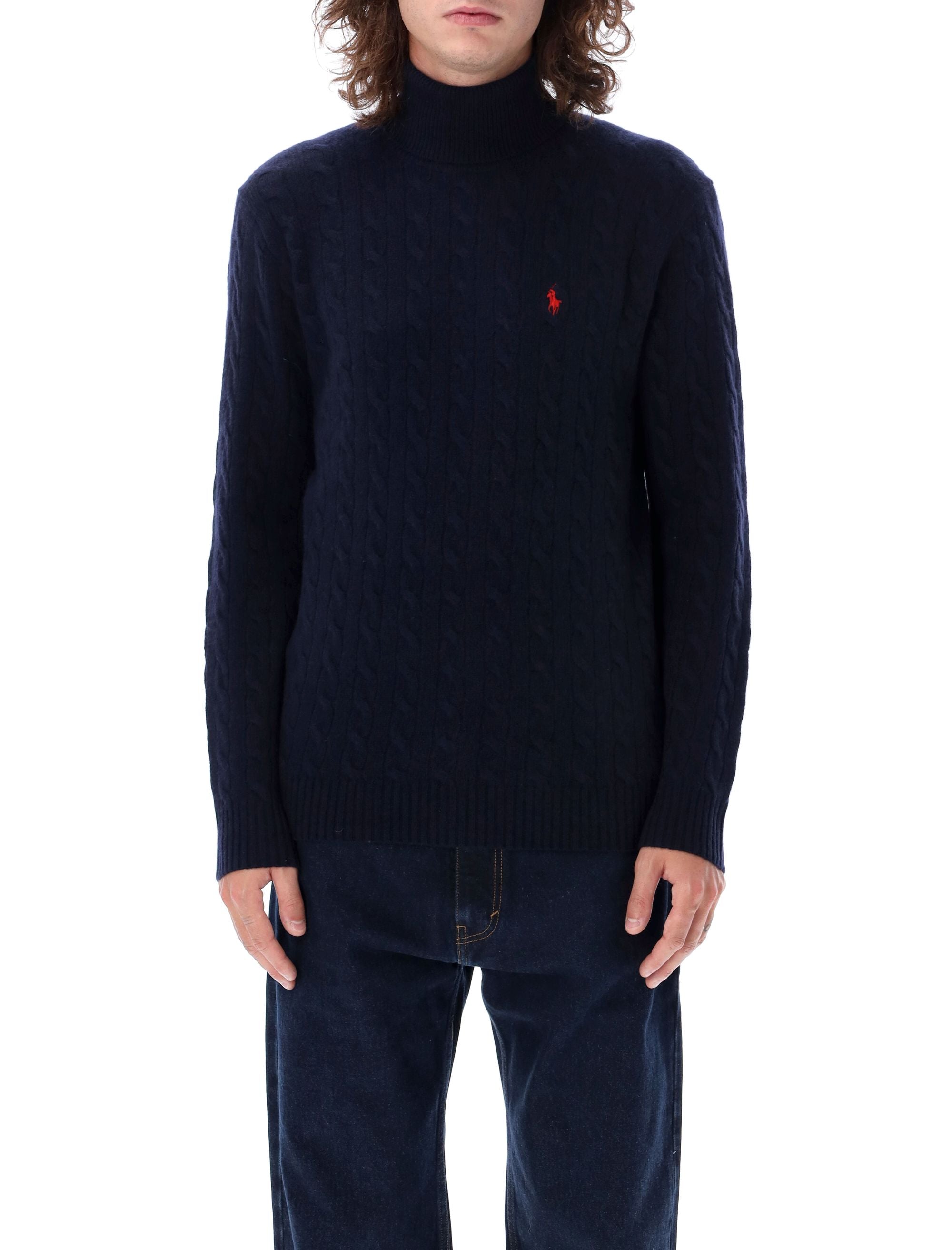 POLO RALPH LAUREN Men's Cable Knit High-Neck Sweater - Size L