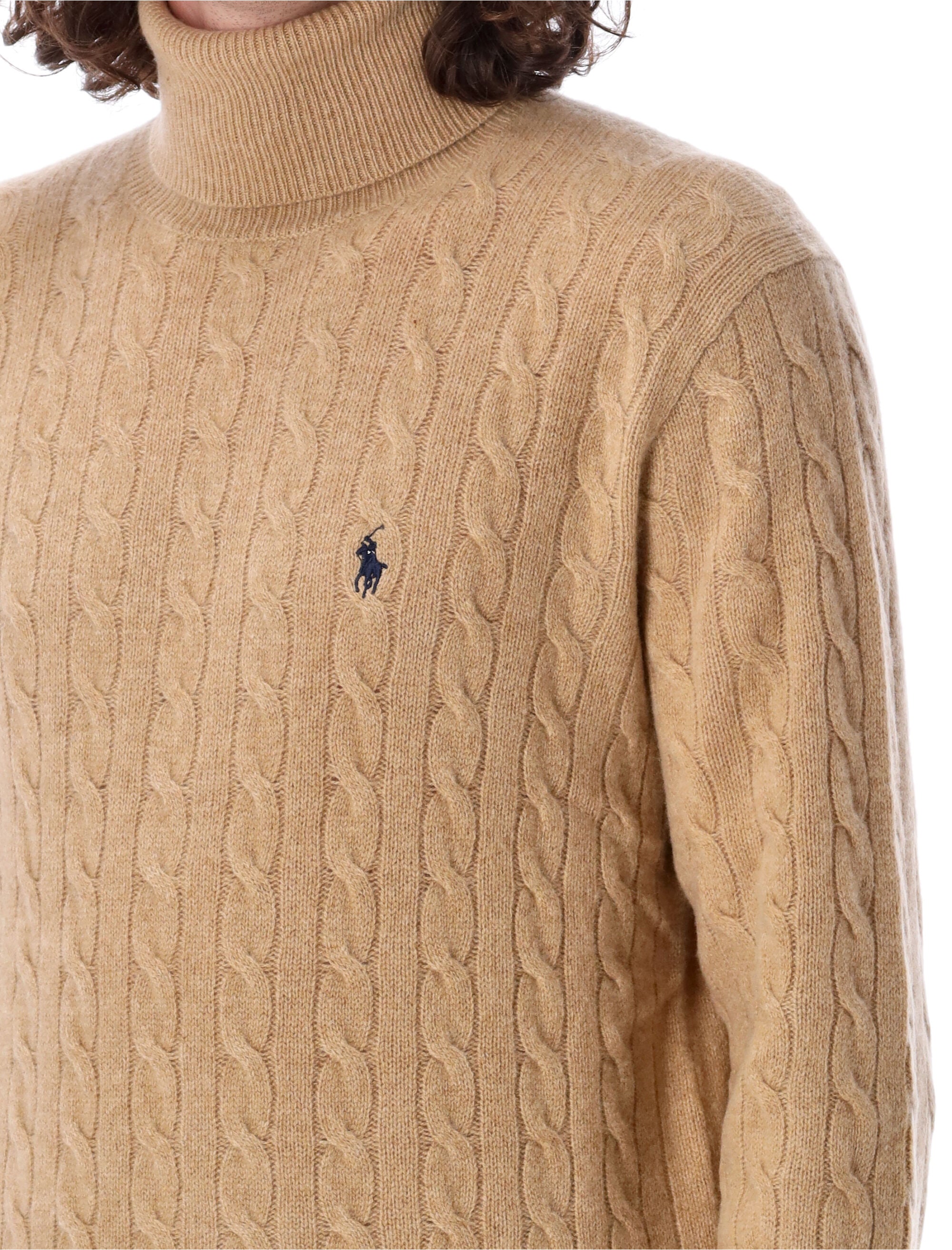POLO RALPH LAUREN Men's Cashmere and Wool Cable Knit Turtleneck Sweater - Size L