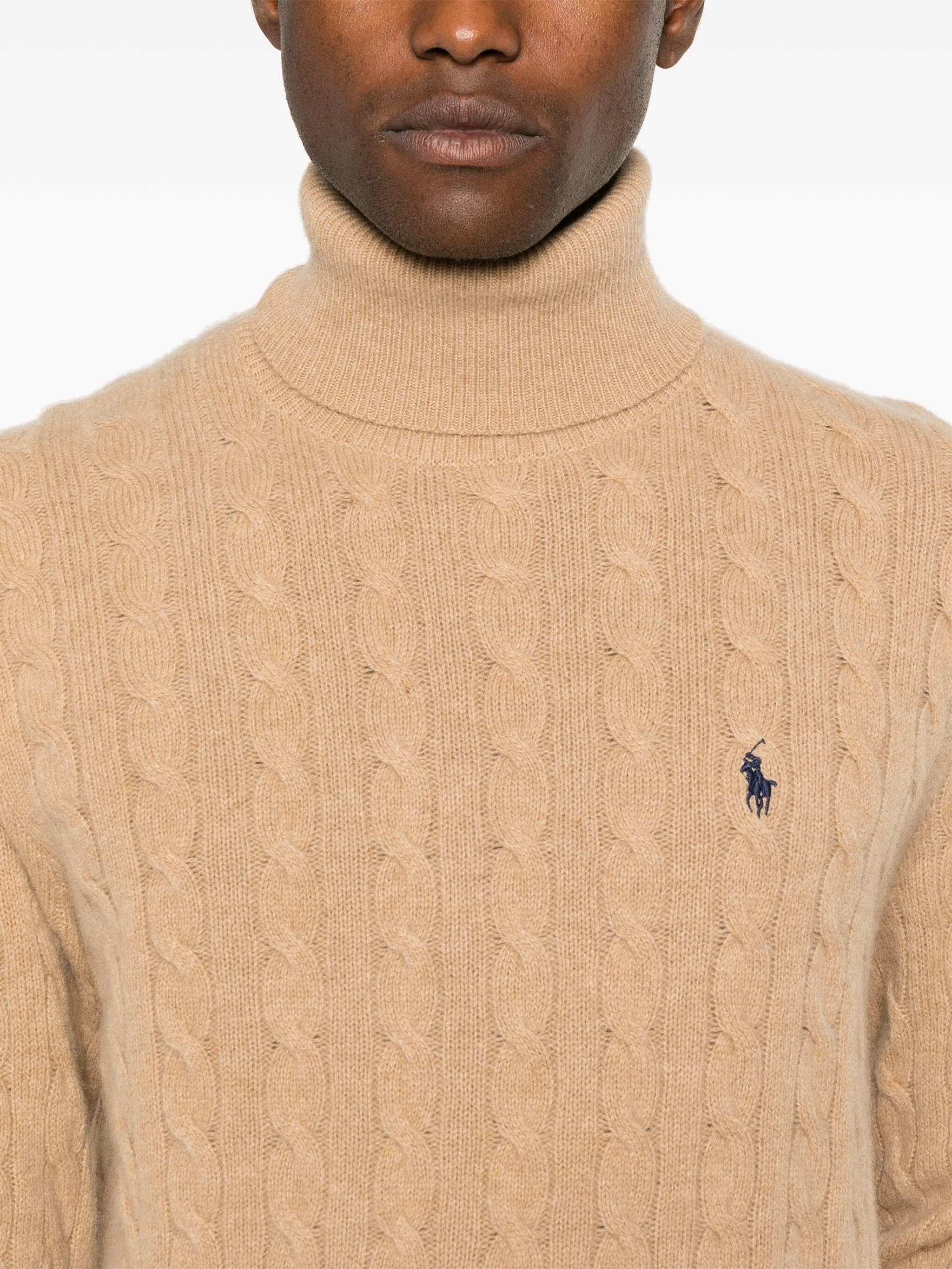 POLO RALPH LAUREN Men's Cashmere and Wool Cable Knit Turtleneck Sweater - Size L