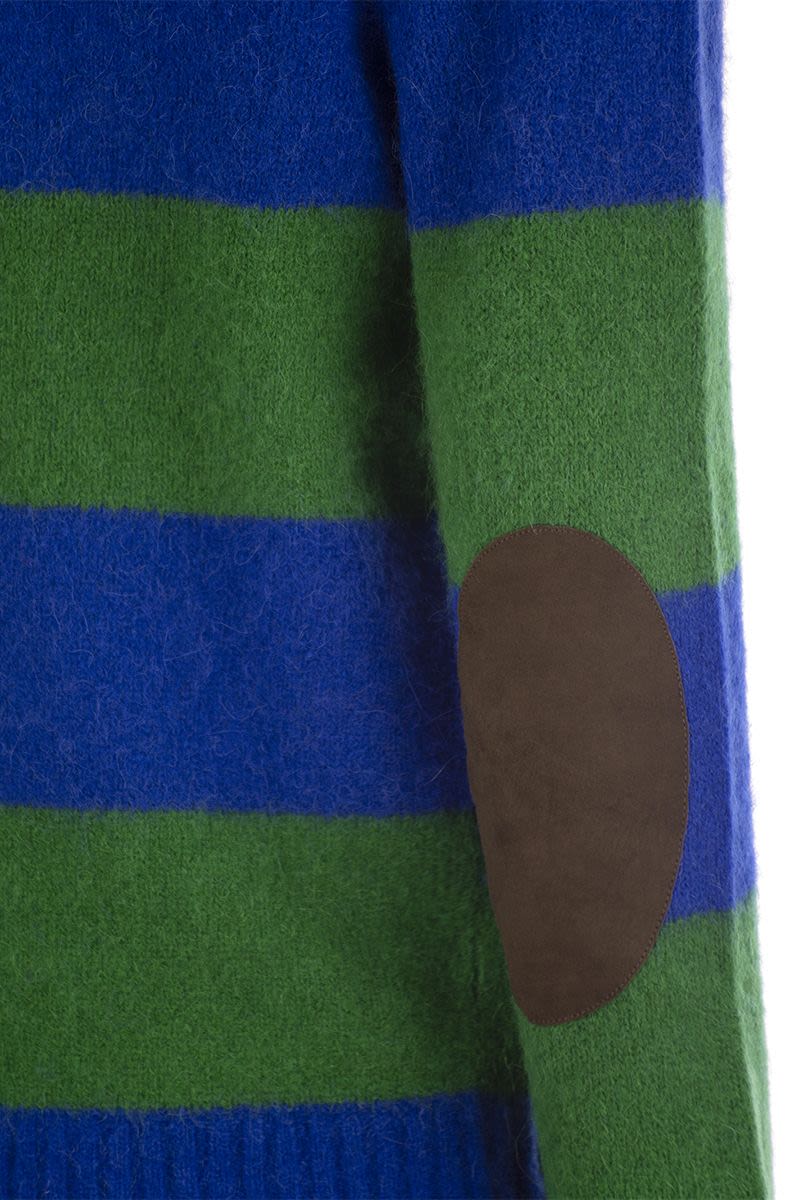 POLO RALPH LAUREN Striped T-Shirt with Suede Patches - Regular Fit