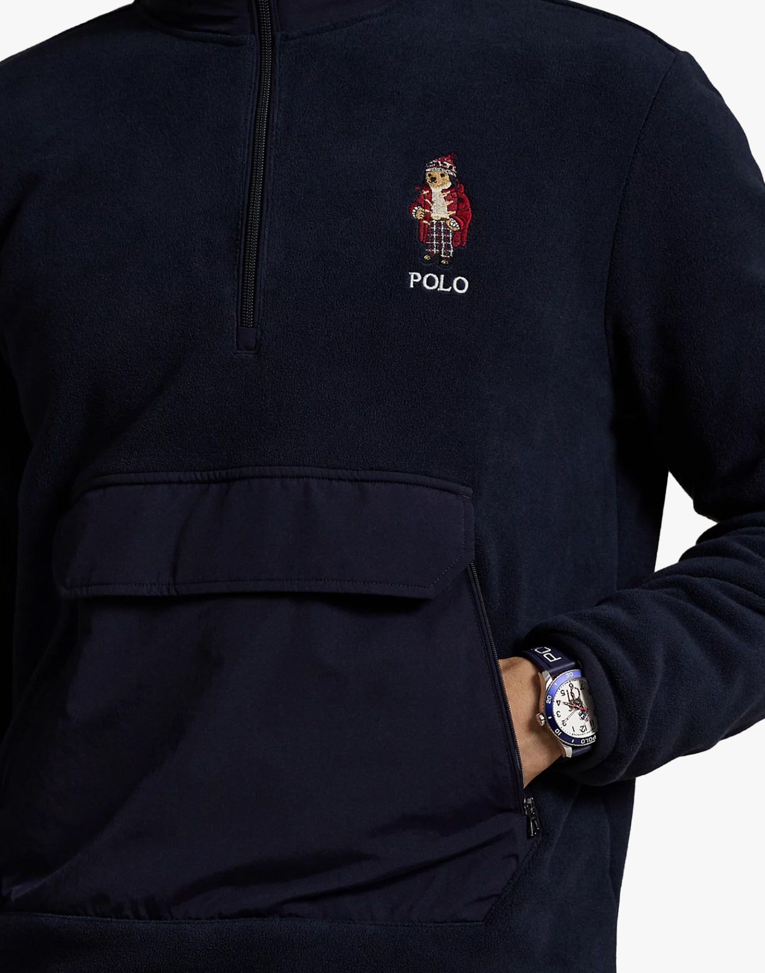 POLO RALPH LAUREN Fleece Hybrid Sweatshirt with Holiday Bear - Long Sleeve