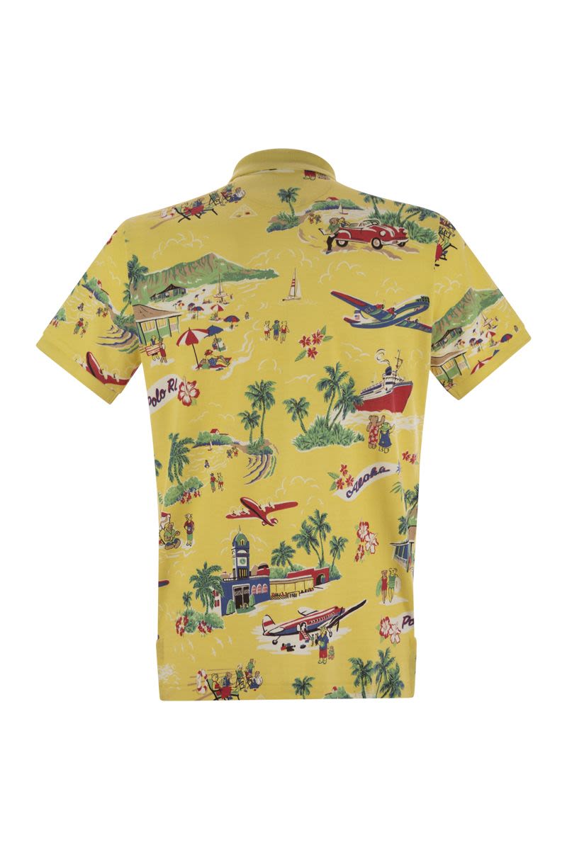 POLO RALPH LAUREN Custom Slim-Fit Pique Polo with Retro Bear Print - SS25