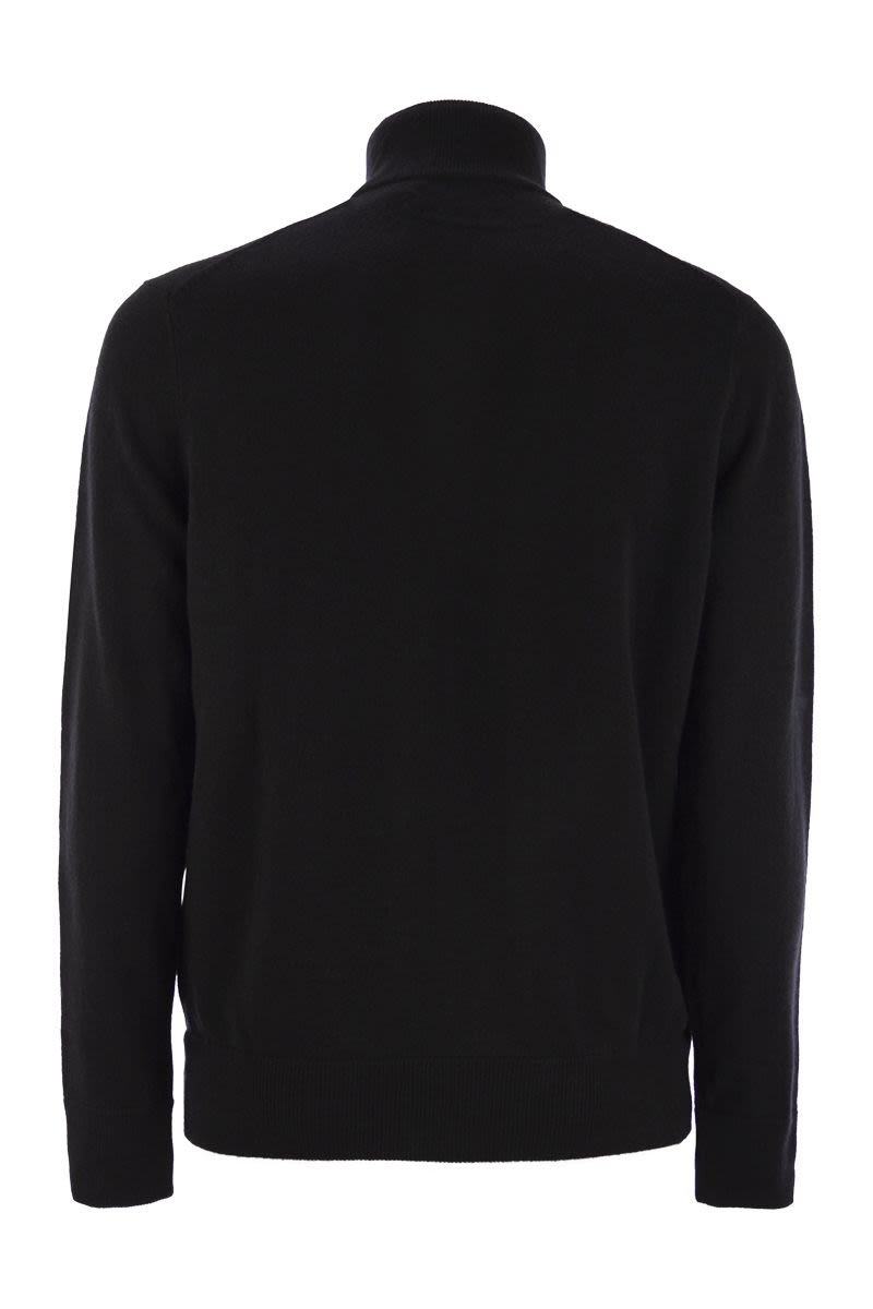 POLO RALPH LAUREN Wool Zip-Up Sweater with Mock Neck - Regular Fit