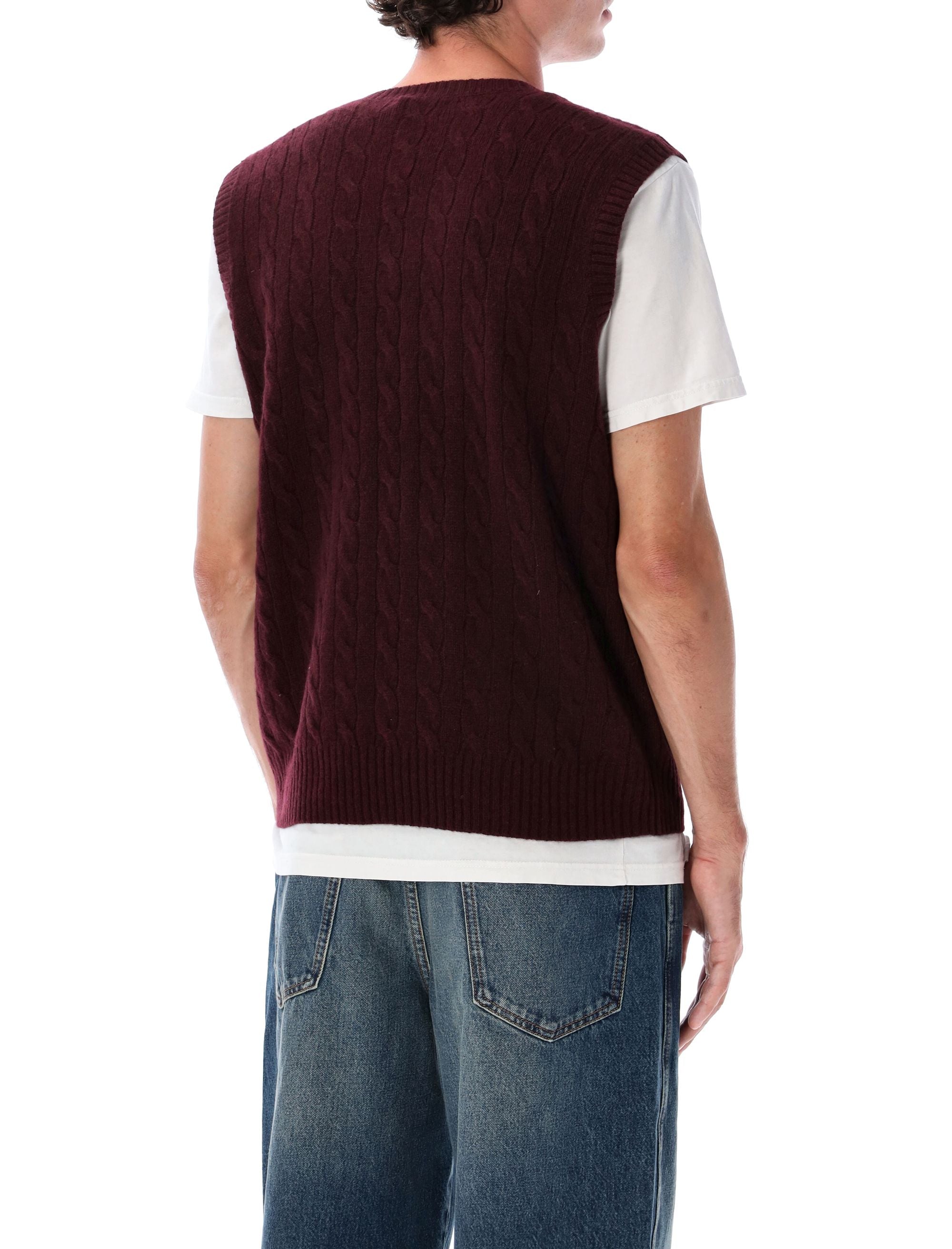 POLO RALPH LAUREN Cable-Knit Cashmere Sleeveless Jumper with V-Neck - Size L