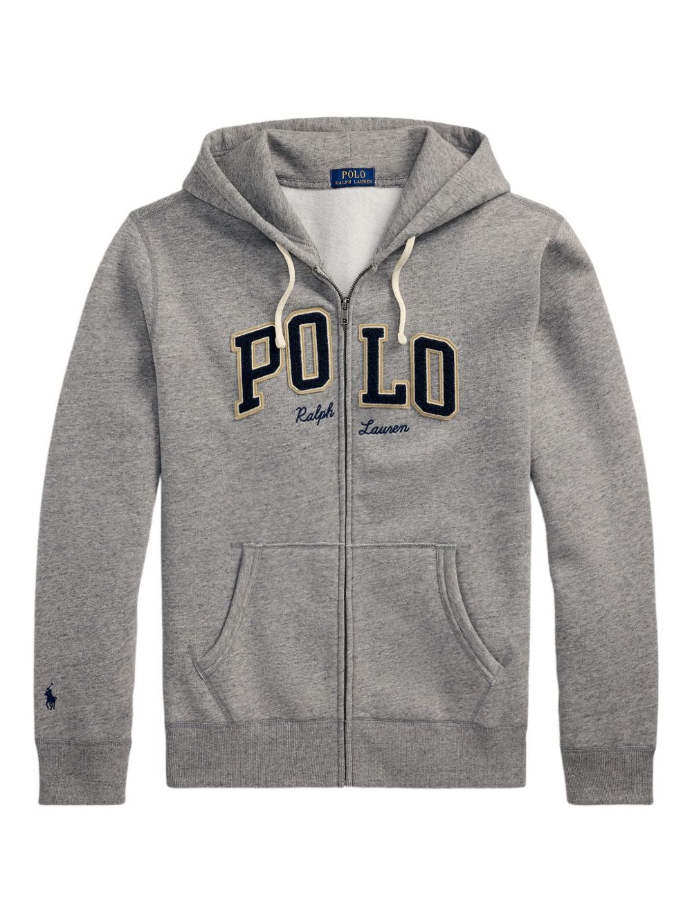 POLO RALPH LAUREN Men's Zip-Up Hoodie with Drawstring Hood and Appliqué