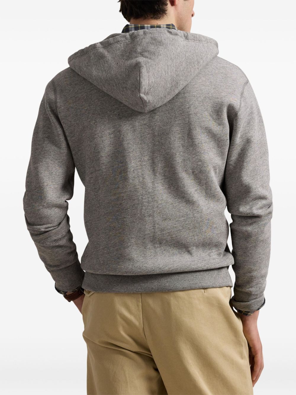 POLO RALPH LAUREN Men's Zip-Up Hoodie with Drawstring Hood and Appliqué