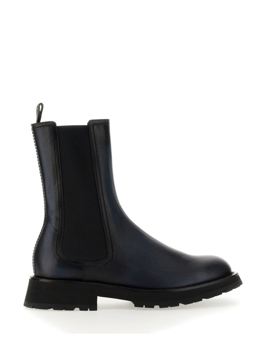 ALEXANDER MCQUEEN Leather Ankle Boots with 4.5 cm Heel for Men
