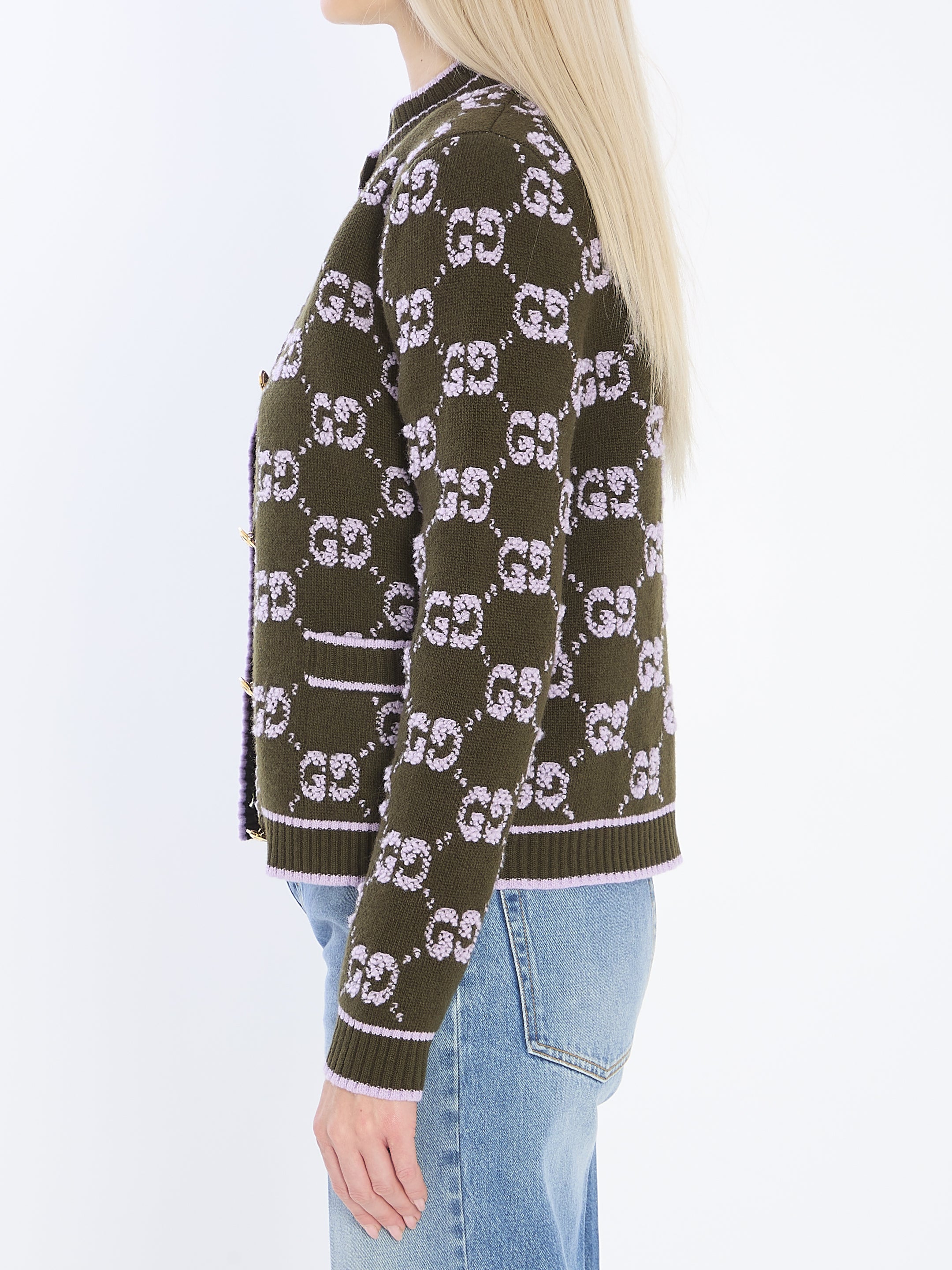 GUCCI Jacquard Bouclé Wool Cardigan - Regular Fit