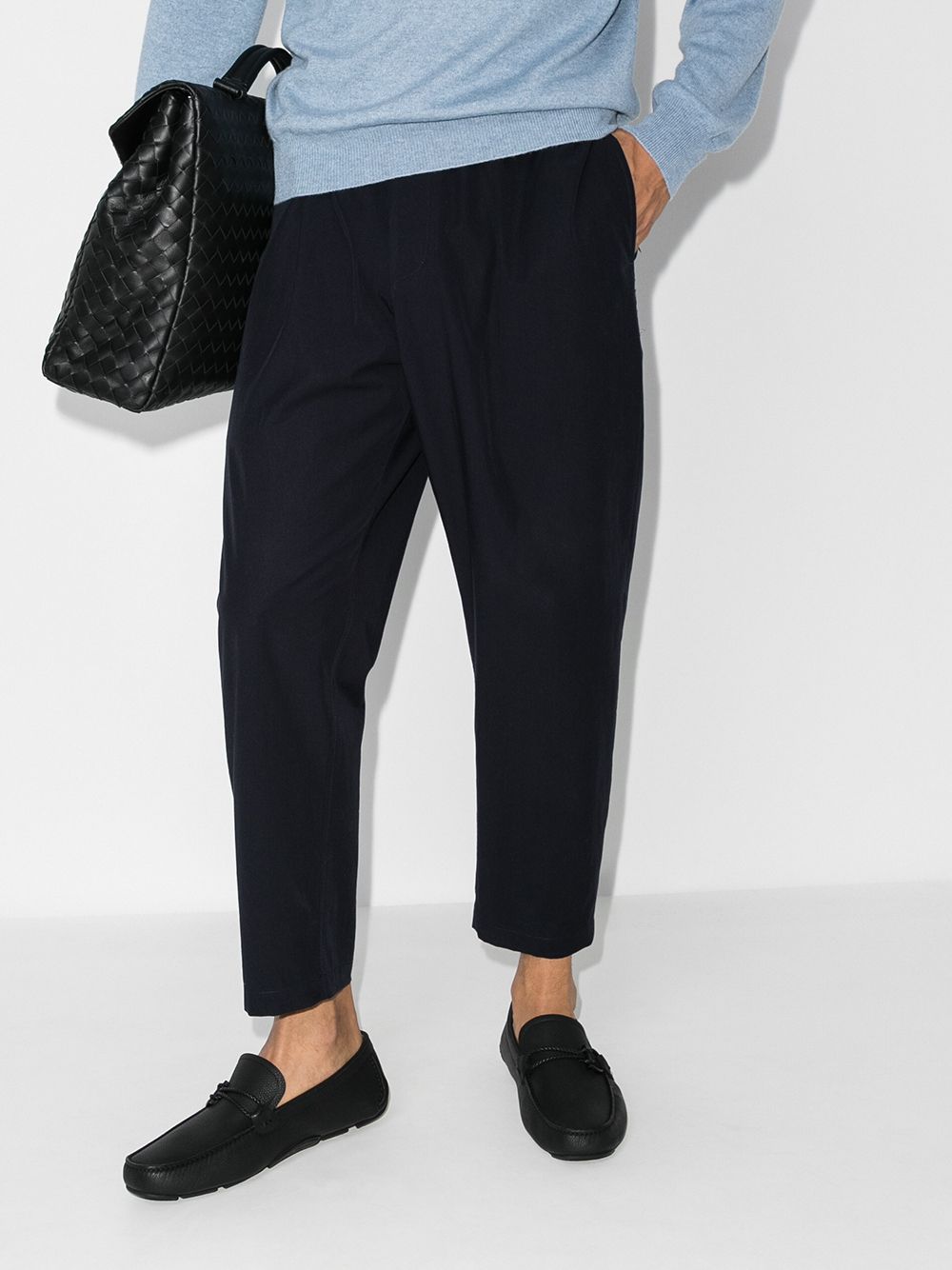 Ferragamo Men's Leather Flats with Rubber Sole