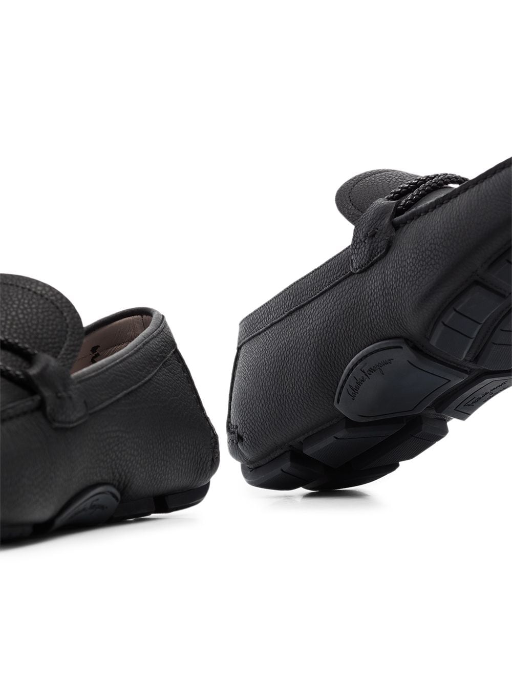 Ferragamo Men's Leather Flats with Rubber Sole