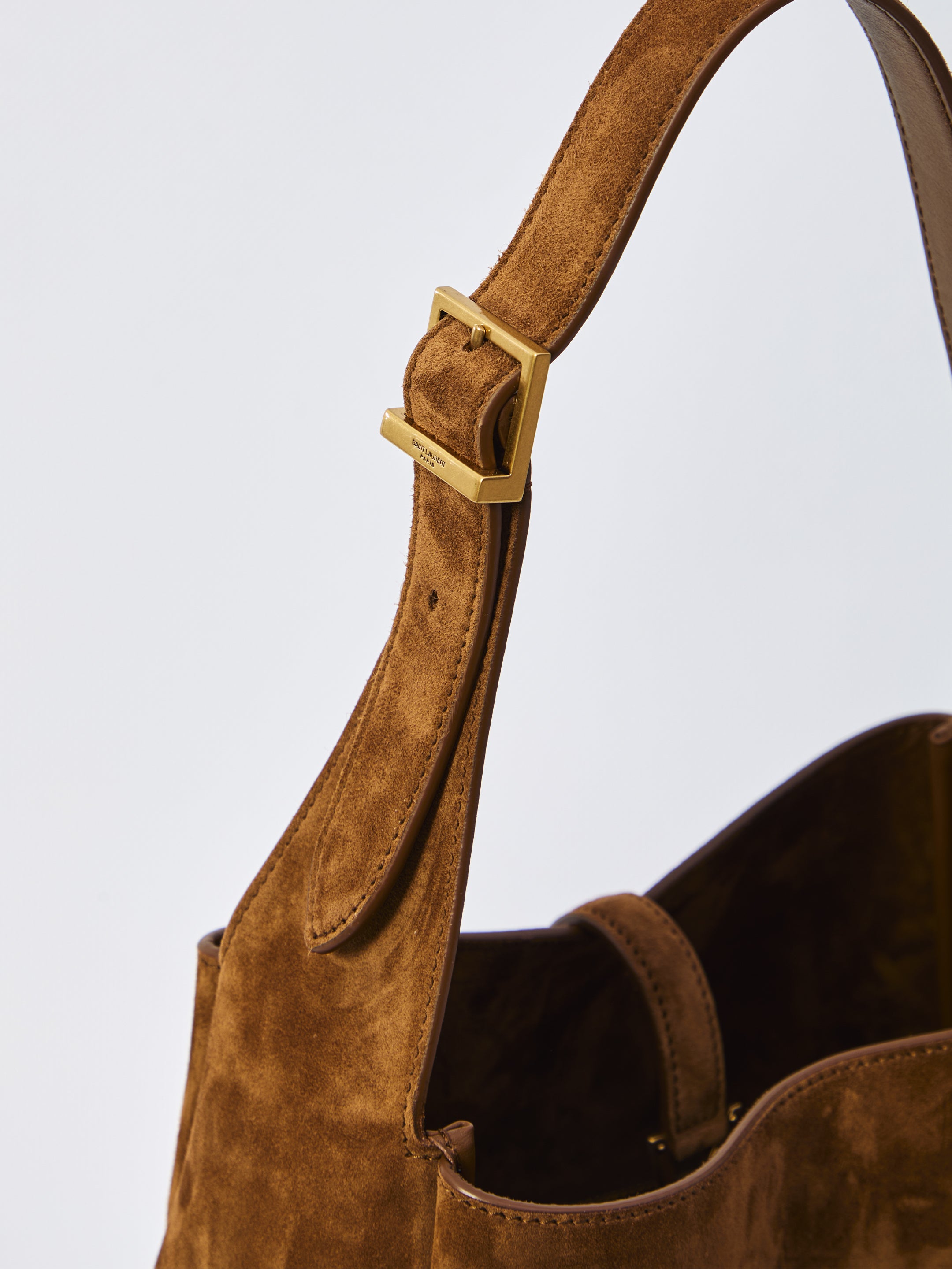 SAINT LAURENT Mini Pouch Handbag with Gold Logo Accent