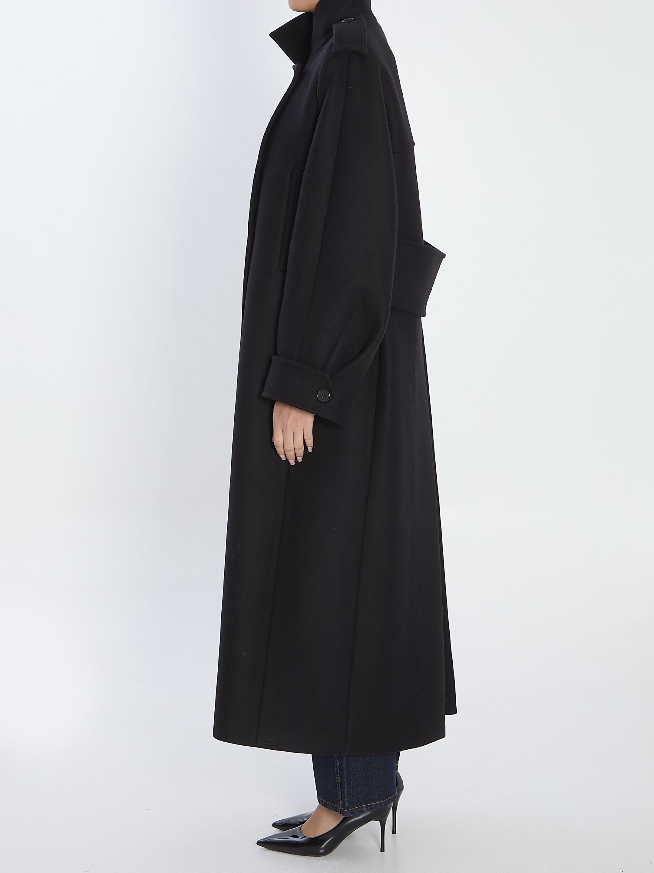 KHAITE Maxi Double-Breasted Wool Blend Jacket