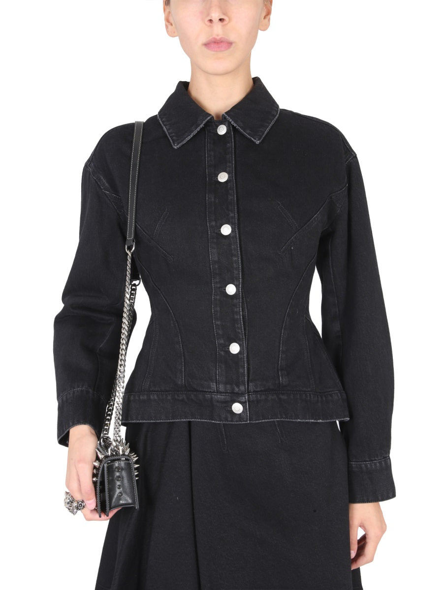 ALEXANDER MCQUEEN Hybrid Denim Jacket with Classic Collar for Women