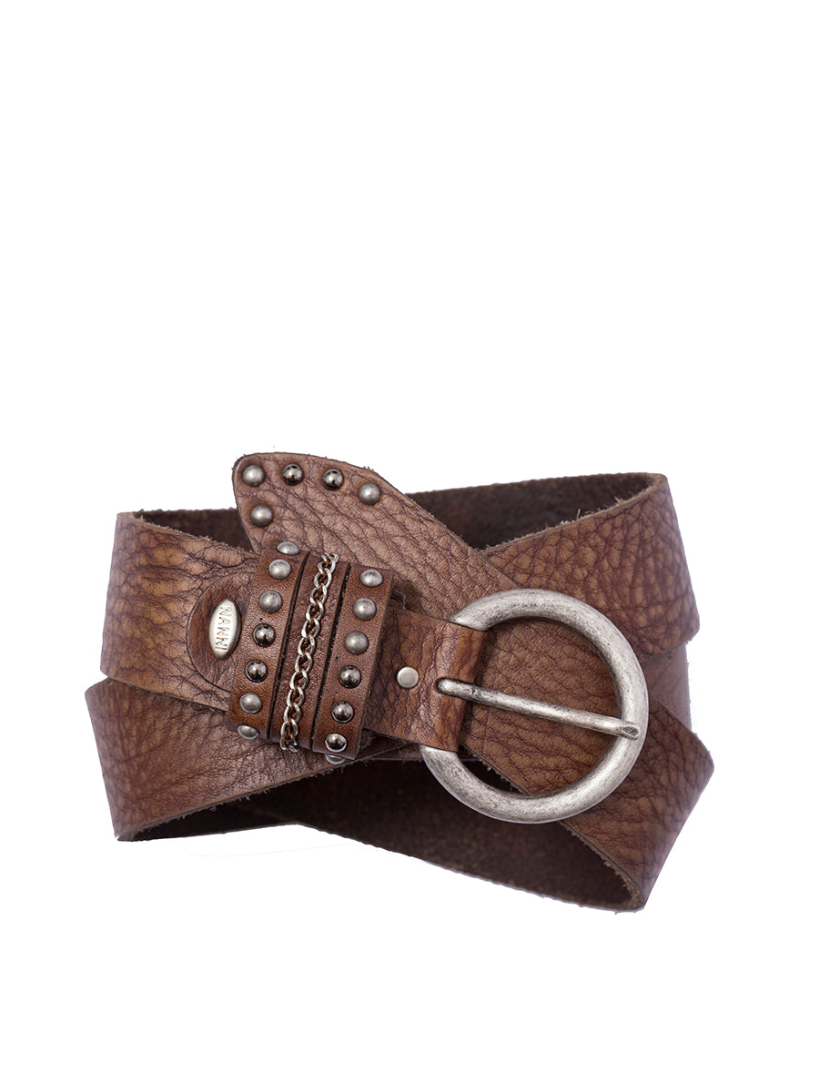 NANNI Leather and Metal Belt - 4.00 cm Width