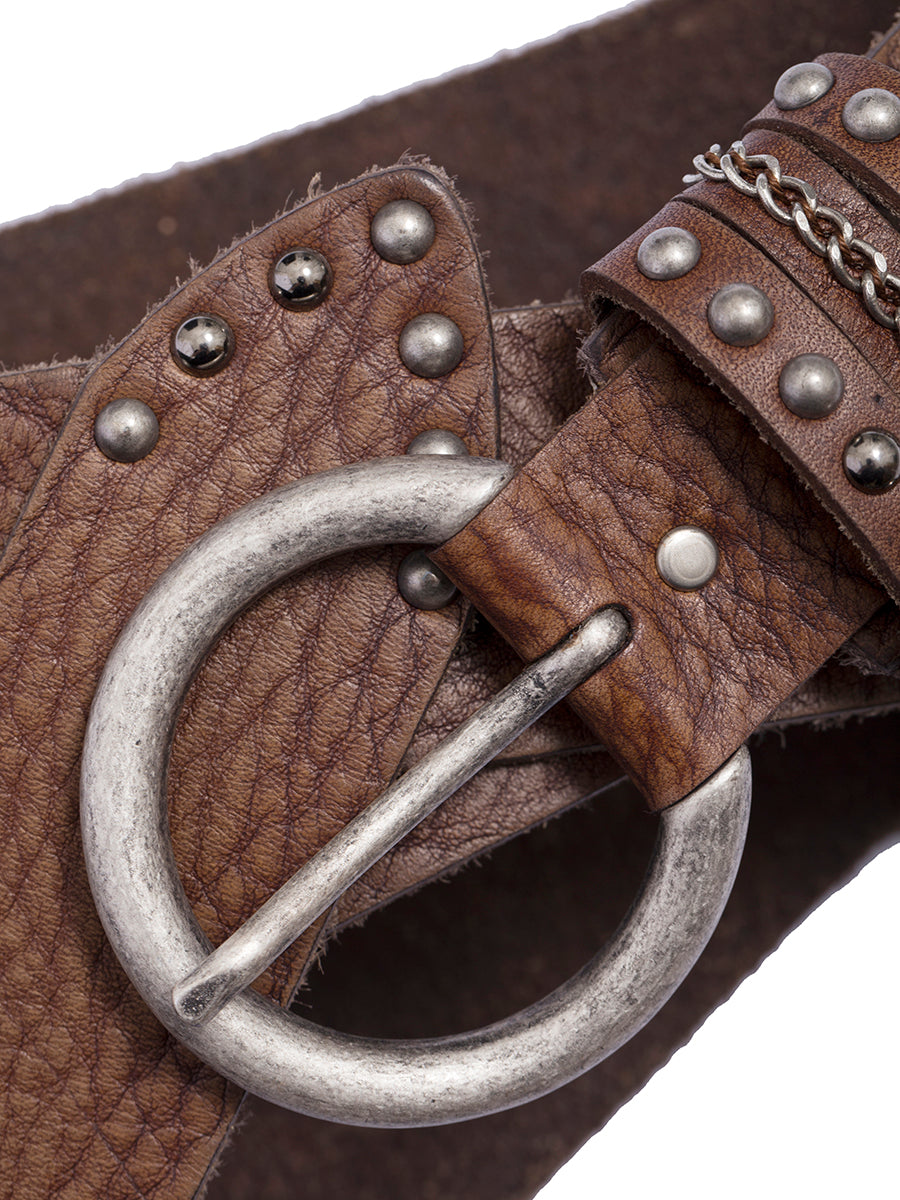 NANNI Leather and Metal Belt - 4.00 cm Width