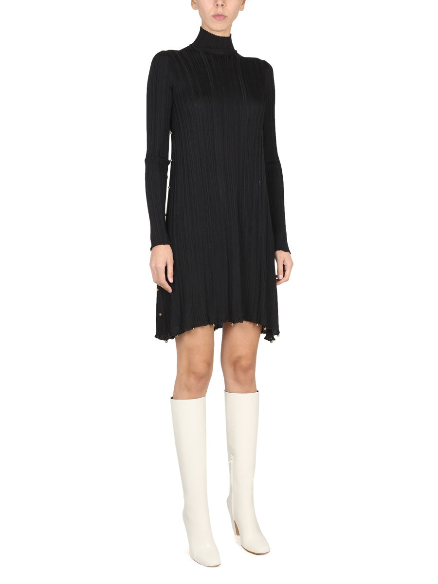 BOTTEGA VENETA Plisse Dress with High Neck Detail
