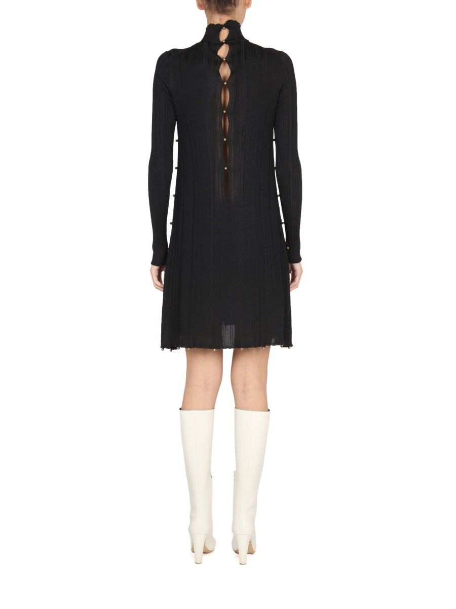 BOTTEGA VENETA Plisse Dress with High Neck Detail