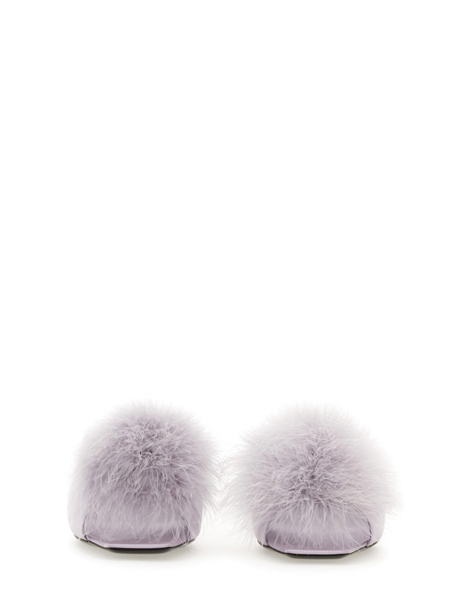 SAINT LAURENT Flat Satin Crepe Sandals with 6 cm Heel Height