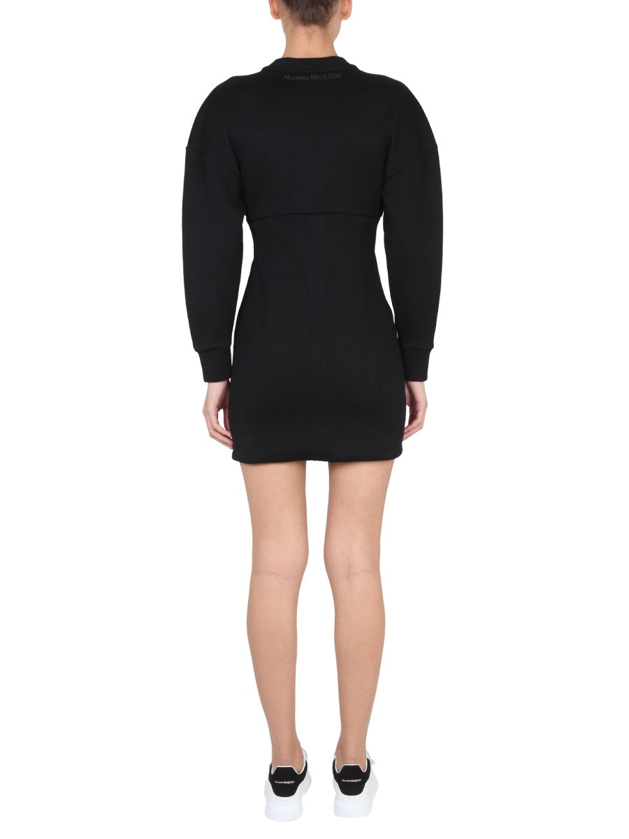 ALEXANDER MCQUEEN Elegant Mini Dress with Cocoon Sleeves
