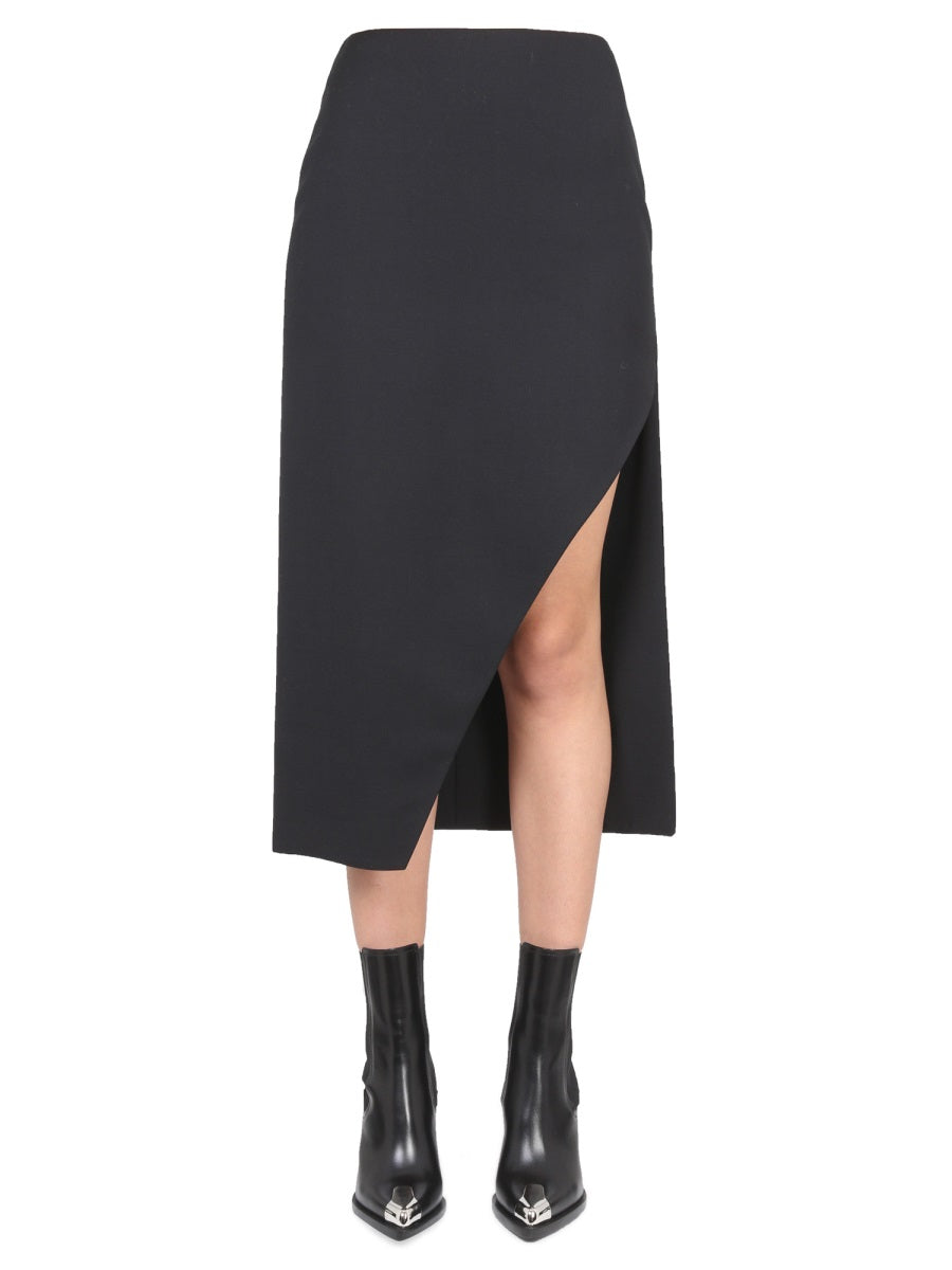 ALEXANDER MCQUEEN Wool and Mohair Skirt with Wide Side Slit