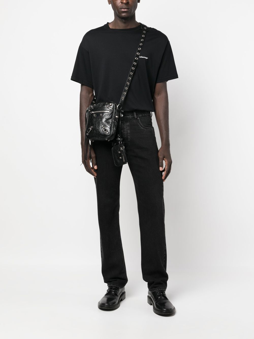 BALENCIAGA Mini Leather Crossbody Bag with Eyelet Embellishments