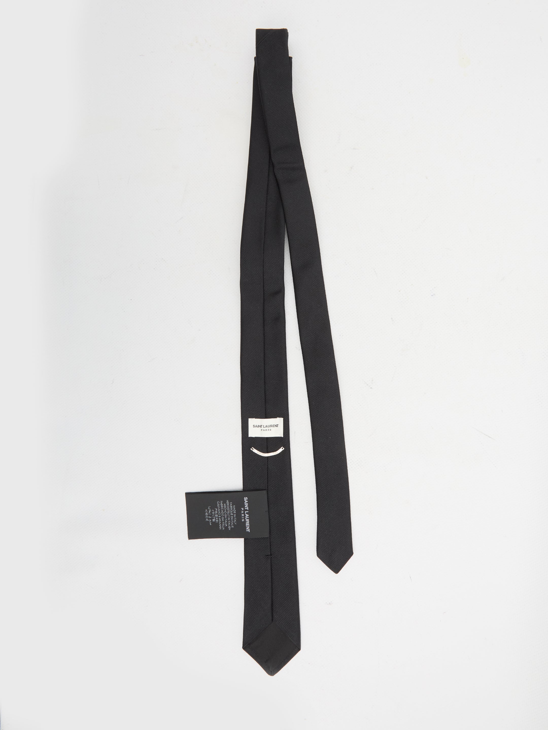 SAINT LAURENT Premium Leather Tie for Men - FW25 Collection