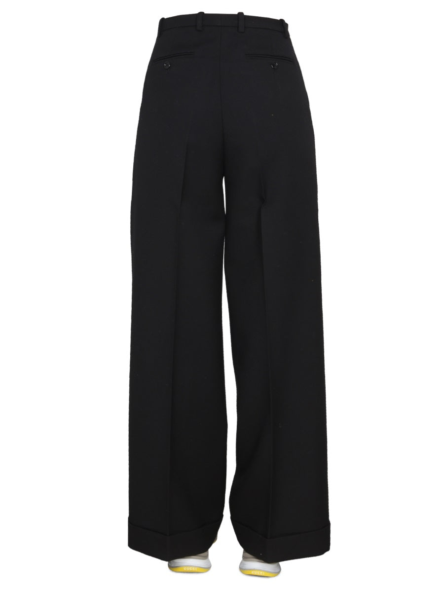 GUCCI Wool Pants with Hook and Zipper Closure