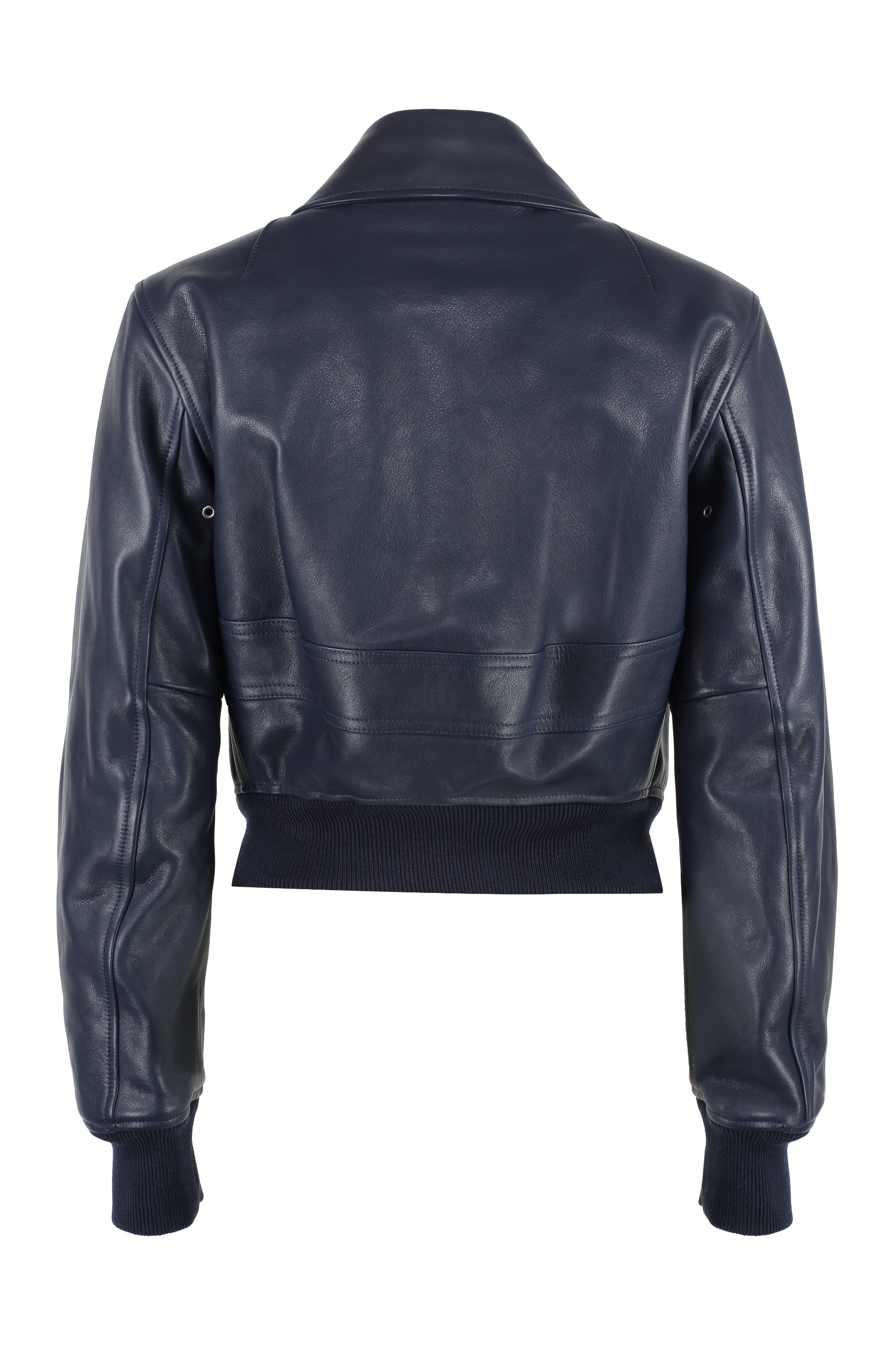 BOTTEGA VENETA Leather Jacket with Ribbed Knit Cuffs - Slim Fit