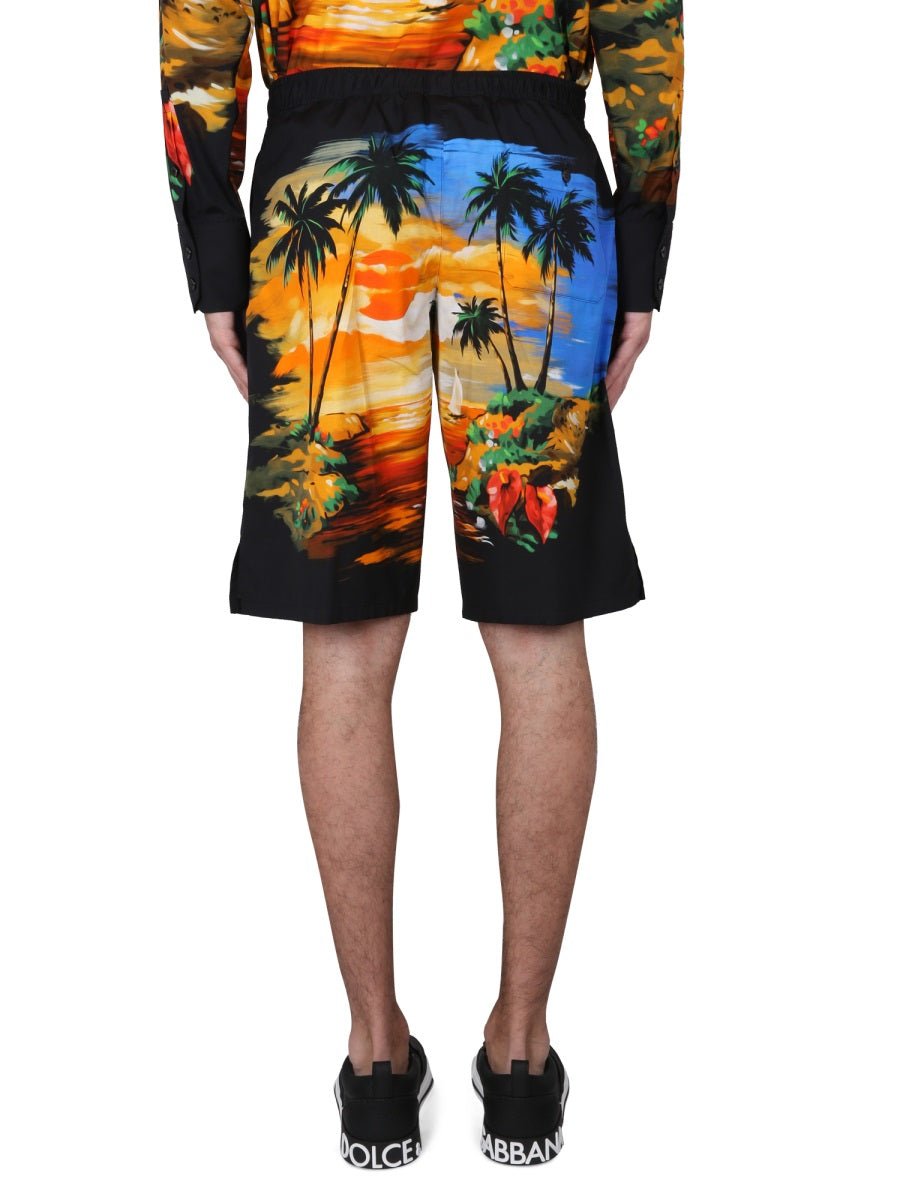 DOLCE & GABBANA Men's Bermuda Shorts with Tropical Print