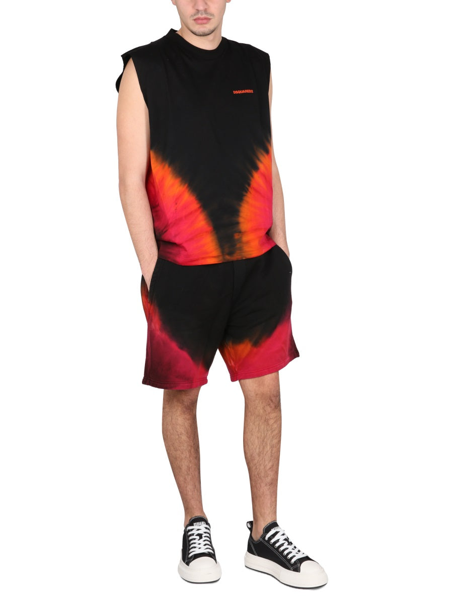 DSQUARED Men's Mini Flame Print Elastic Waist Shorts