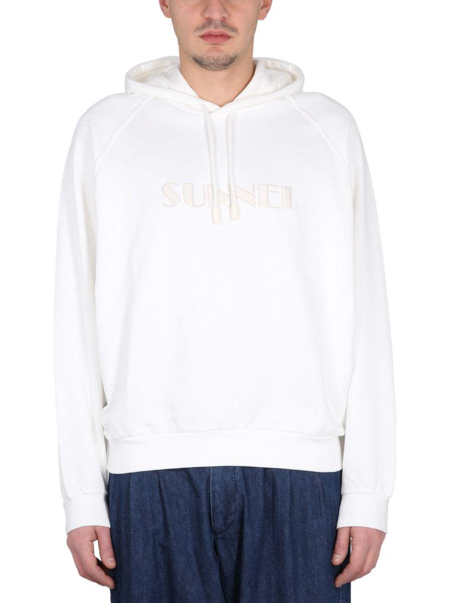 SUNNEI Classic Embroidered Logo Sweatshirt with Drawstring Hood for Men