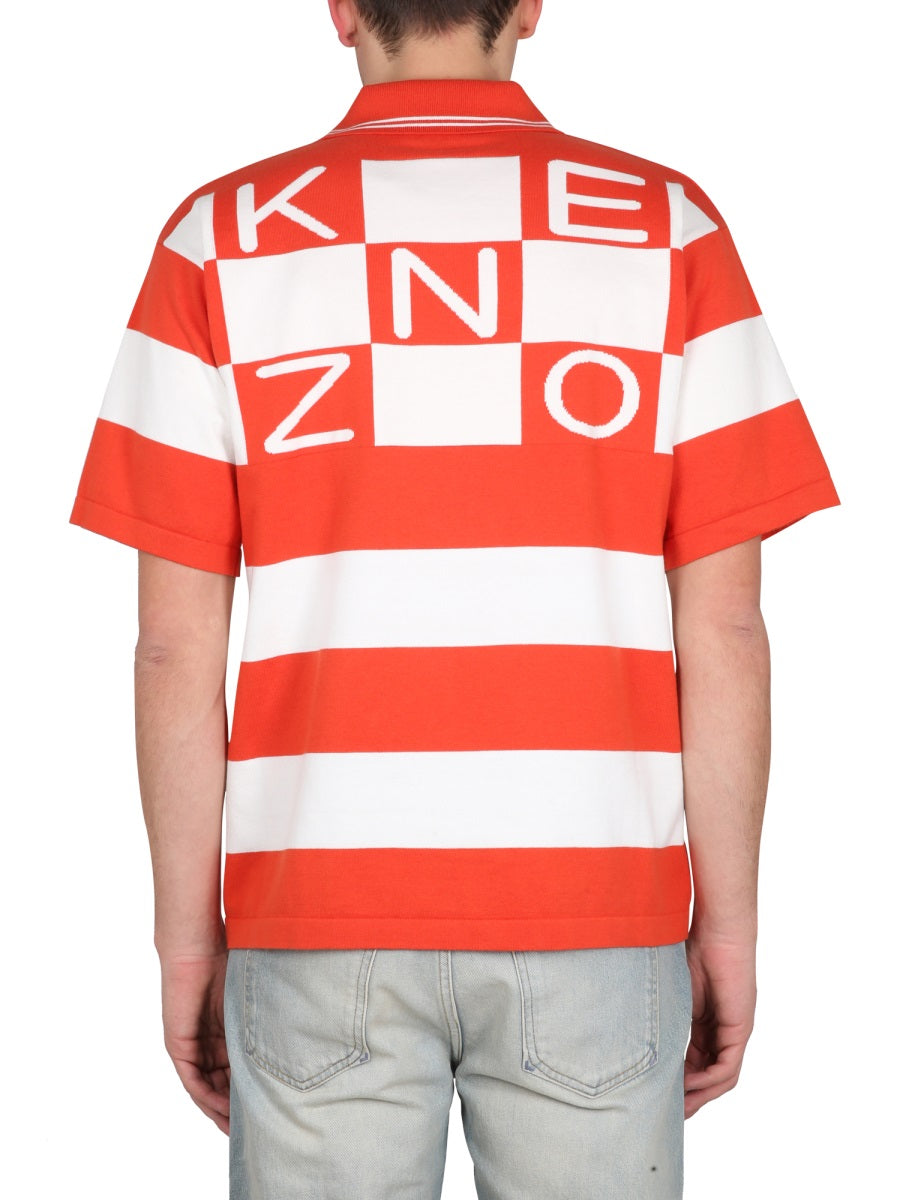 KENZO Nautical Striped Classic Collar Polo Shirt