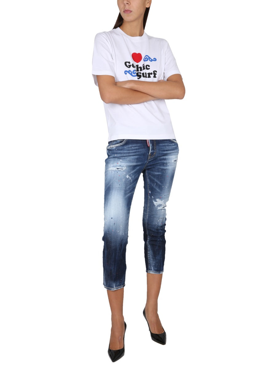 DSQUARED Logo Print T-Shirt for Women - Size 10