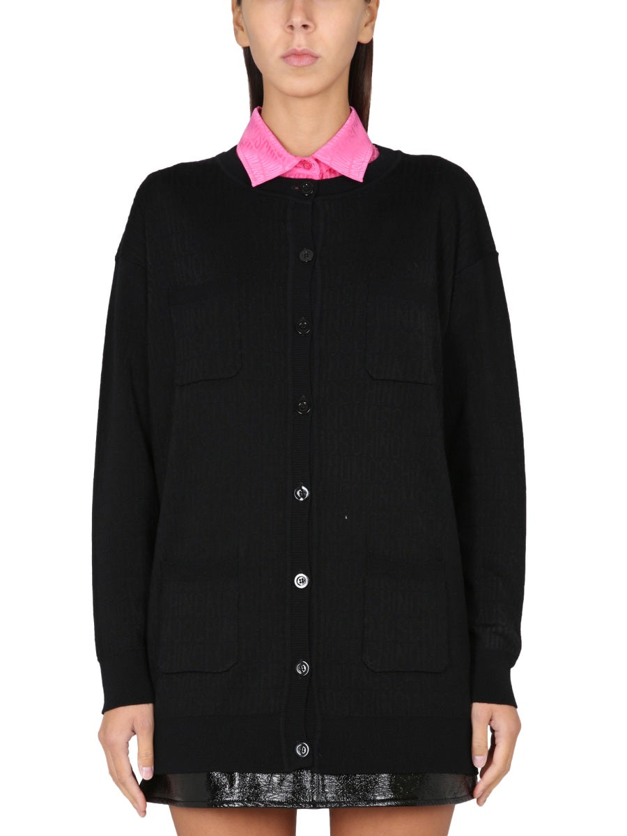 MOSCHINO Chic V-Neck Cardigan with Logo for Women