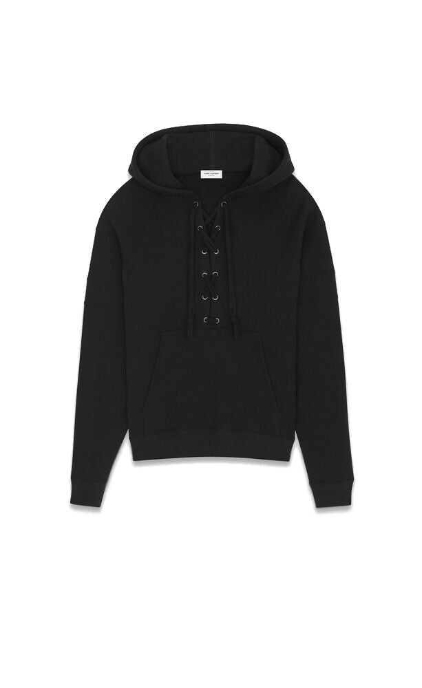 SAINT LAURENT Raglan Laced Hoodie for Men