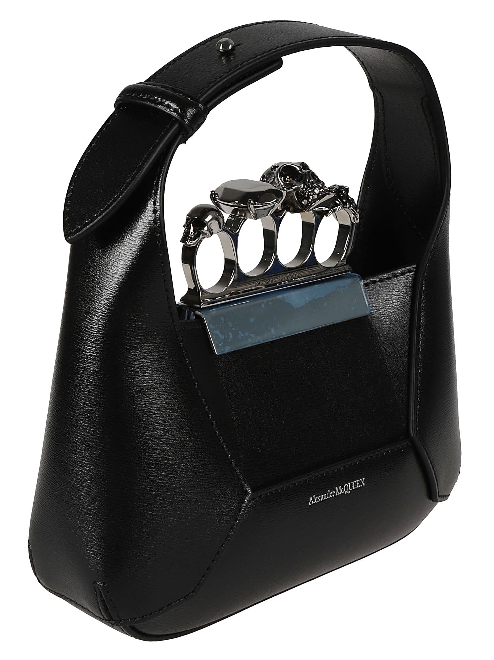 ALEXANDER MCQUEEN Leather Ring with Swarovski Crystal Embellishment