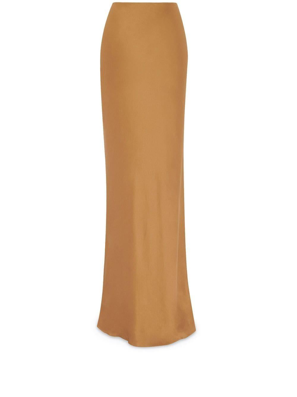 SAINT LAURENT Elegant Crepe Satin Long Skirt