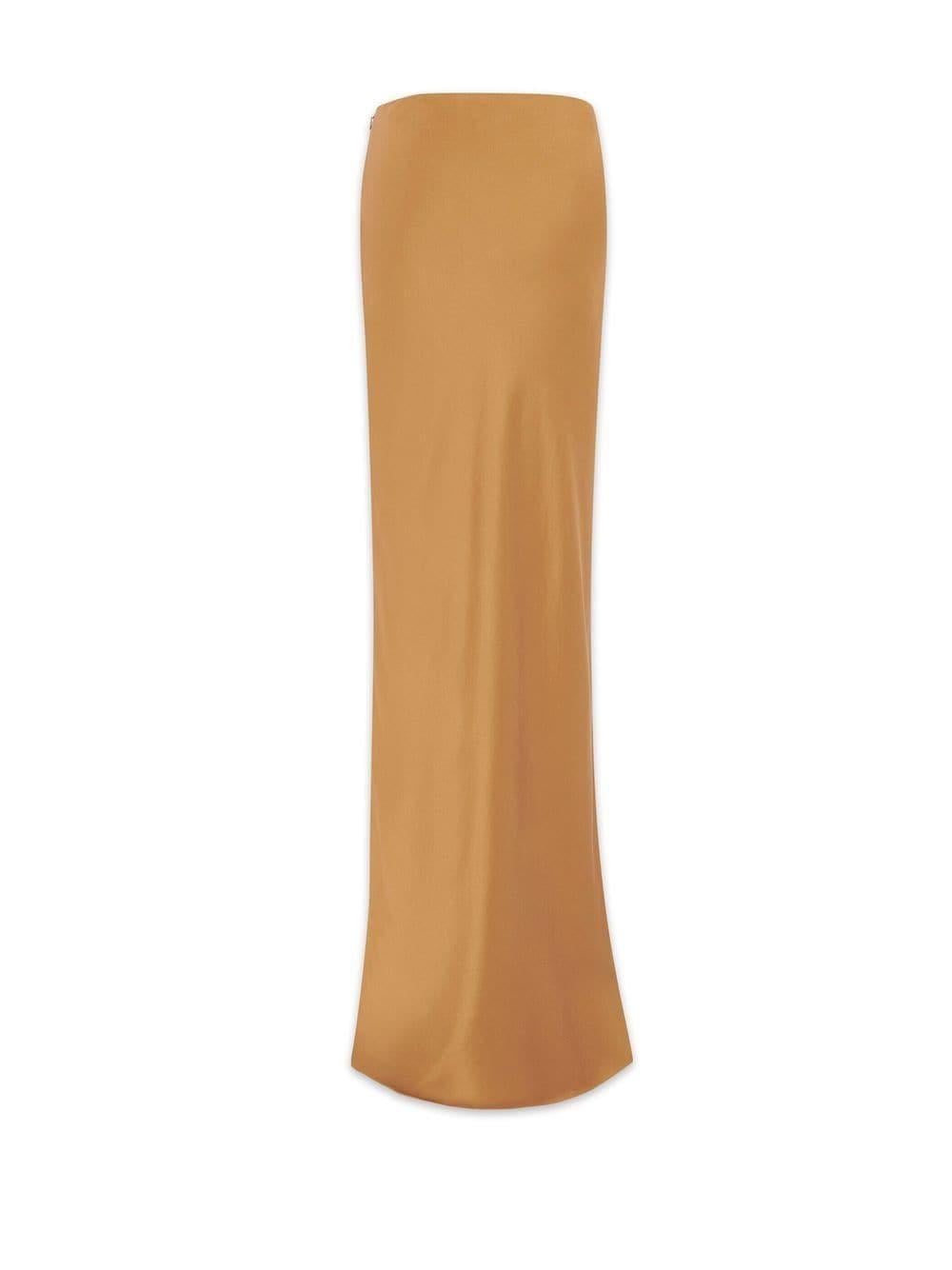 SAINT LAURENT Elegant Crepe Satin Long Skirt