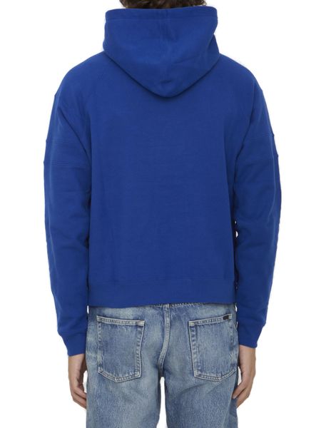 SAINT LAURENT Men's Cotton Hoodie with Contrasting Cuffs and Hem