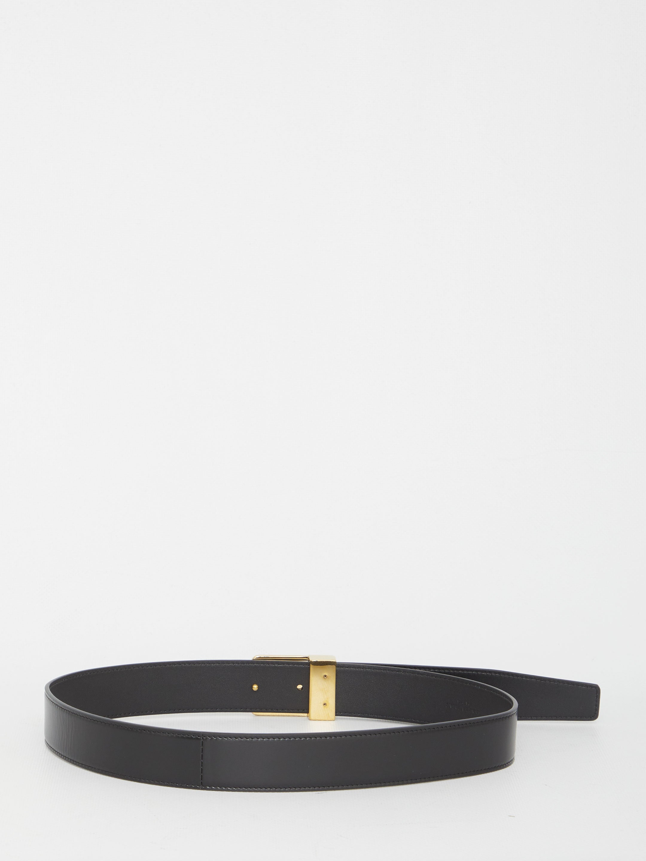 SAINT LAURENT Cassandre Buckle Leather Belt - 3 cm