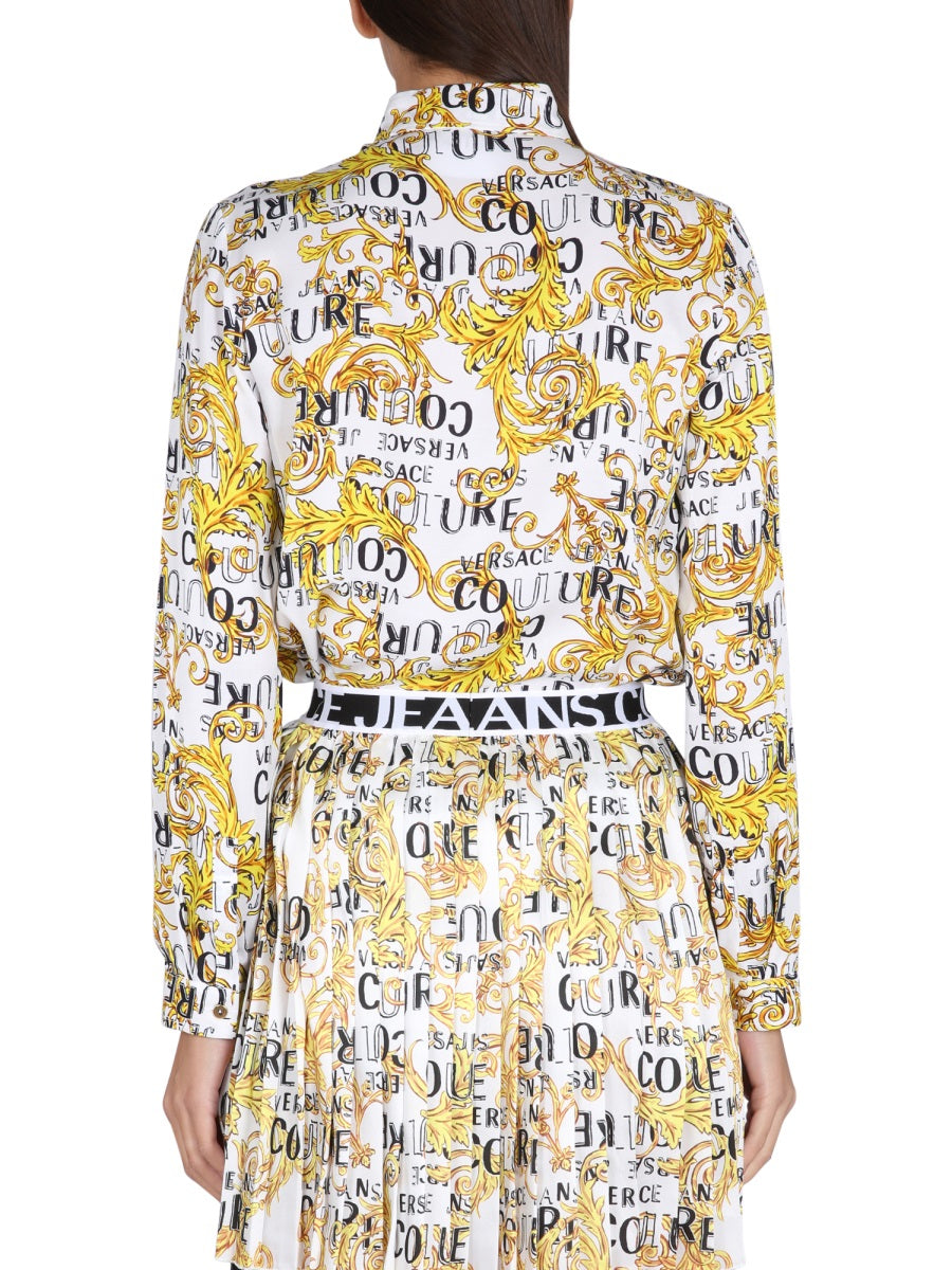 VERSACE JEANS COUTURE Baroque Patterned Classic Collar Shirt for Women