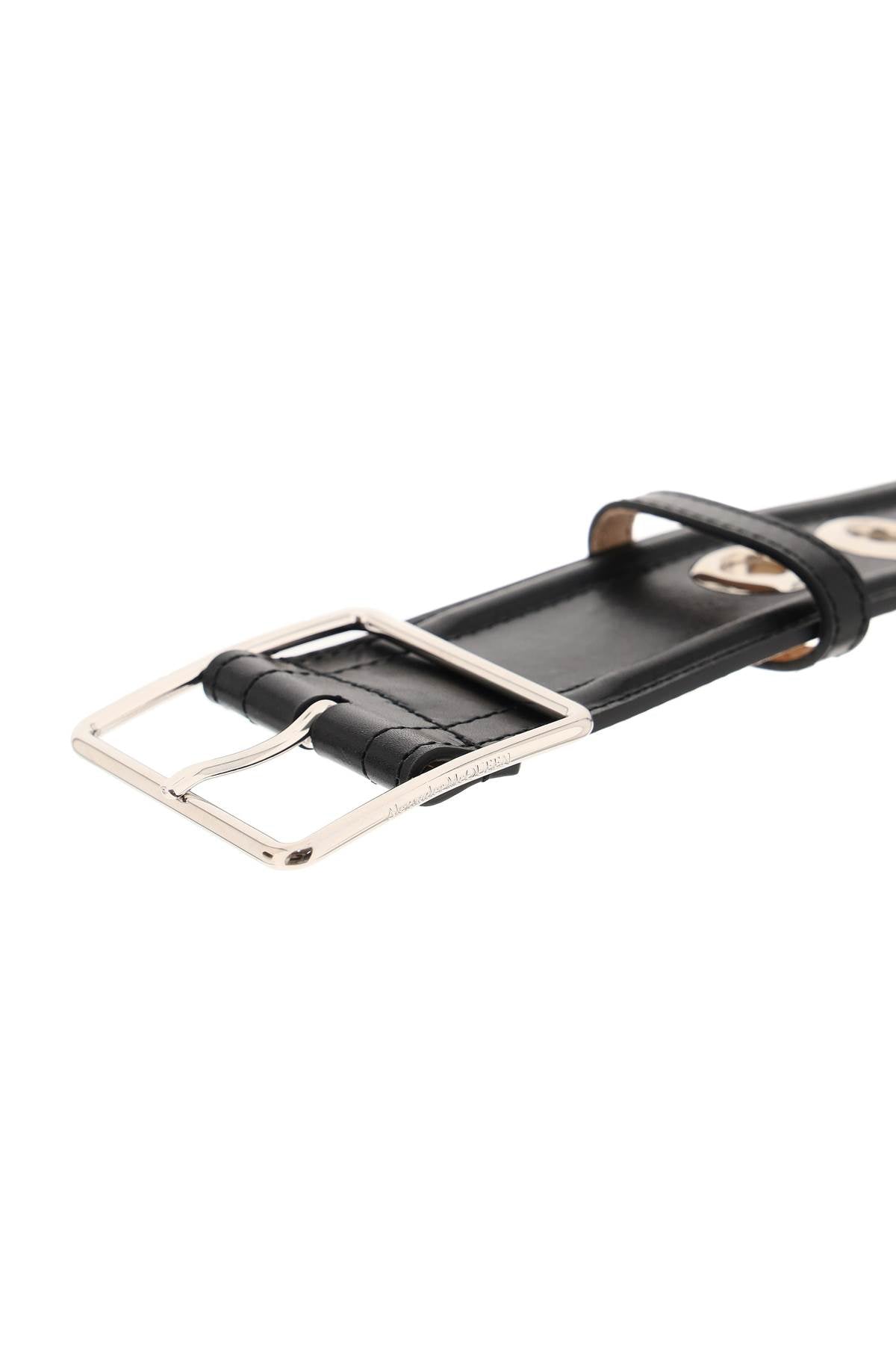 ALEXANDER MCQUEEN Women's Leather Belt with Silver Finishing